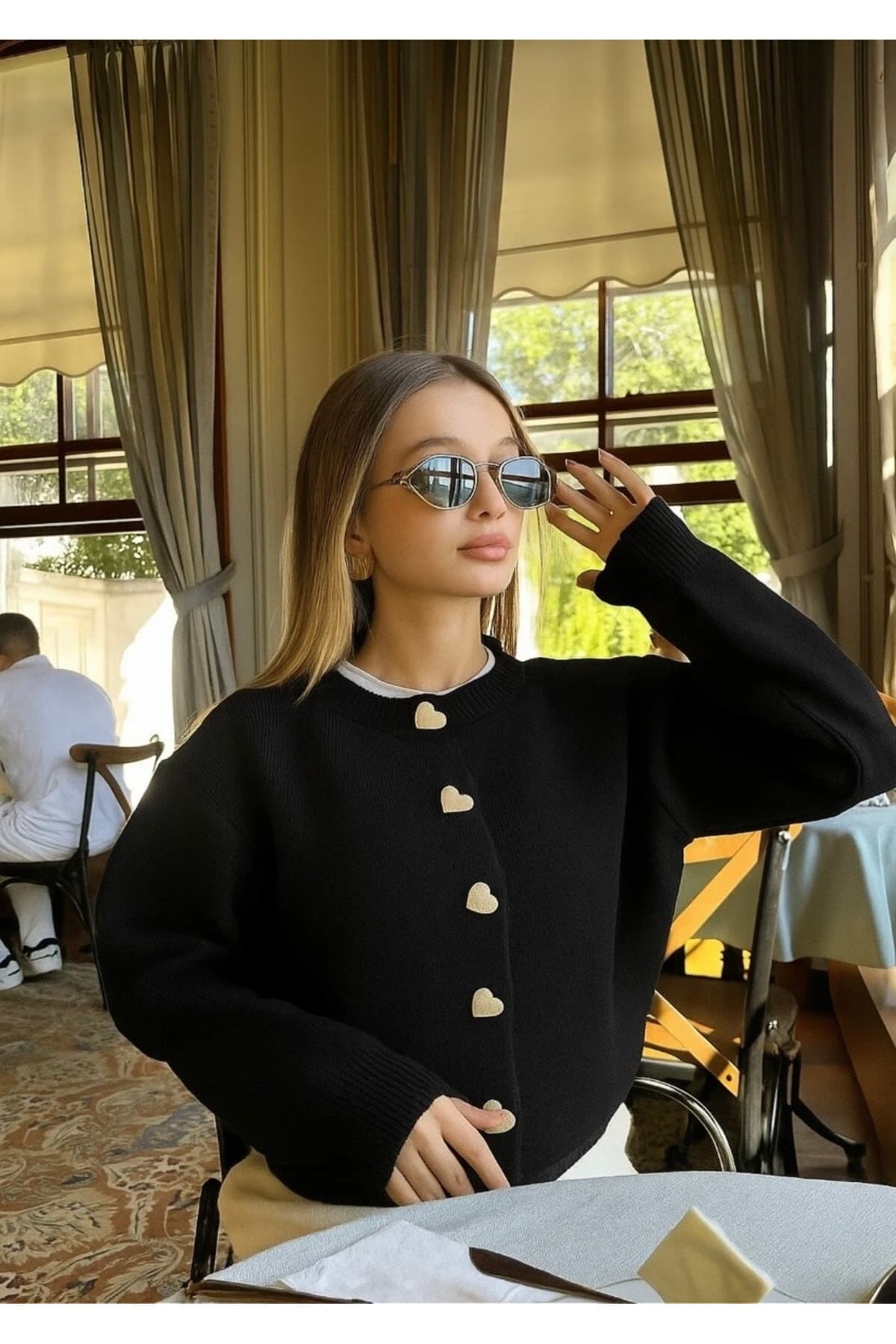 هیرکای بافتنی زنانه De Pose دکمه قلبی بوردو هیرکای بافتنی زنانه De Pose دکمه قلبی بوردو