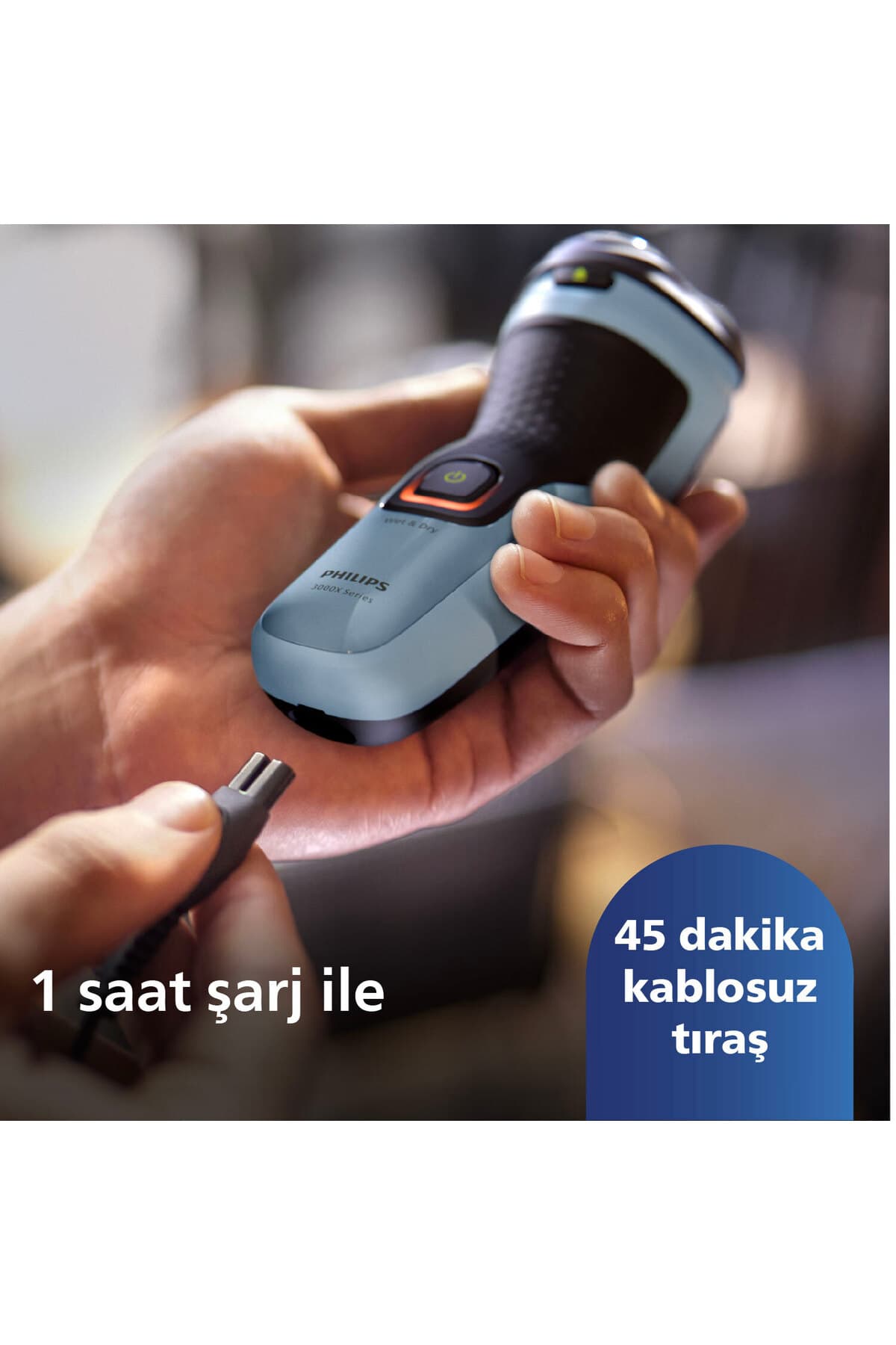 ریشتراش Philips سری 3000X خشک و مرطوب، سری چرخان در ۳ جهت، خطزن دقیق مدل X3063/00 ریشتراش Philips سری 3000X خشک و مرطوب، سری چرخان در ۳ جهت، خطزن دقیق مدل X3063/00
