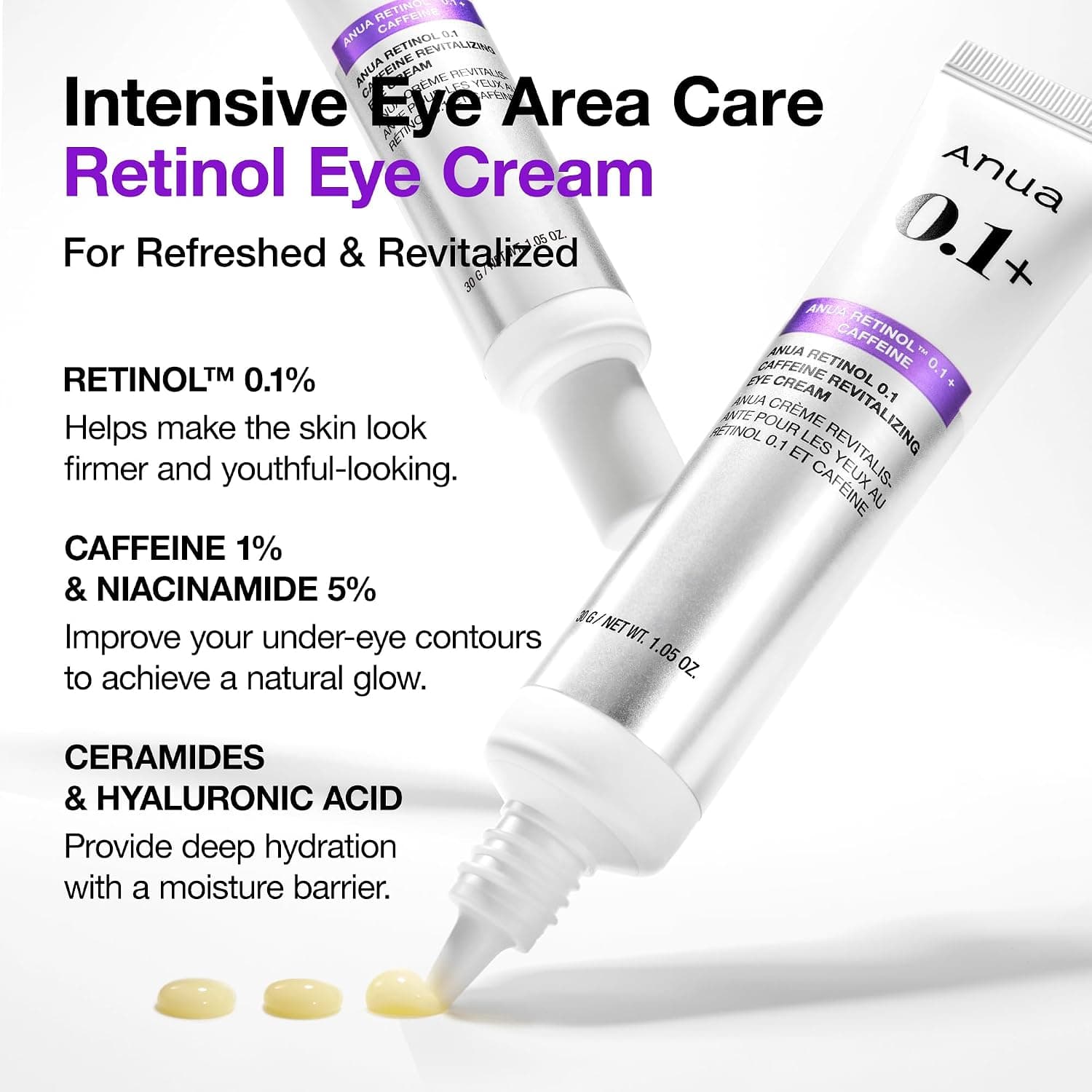 کرم دور چشم ANUA با کافئین بافت سبک Retinol 0.1 30 ml کرم دور چشم ANUA با کافئین بافت سبک Retinol 0.1 30 ml