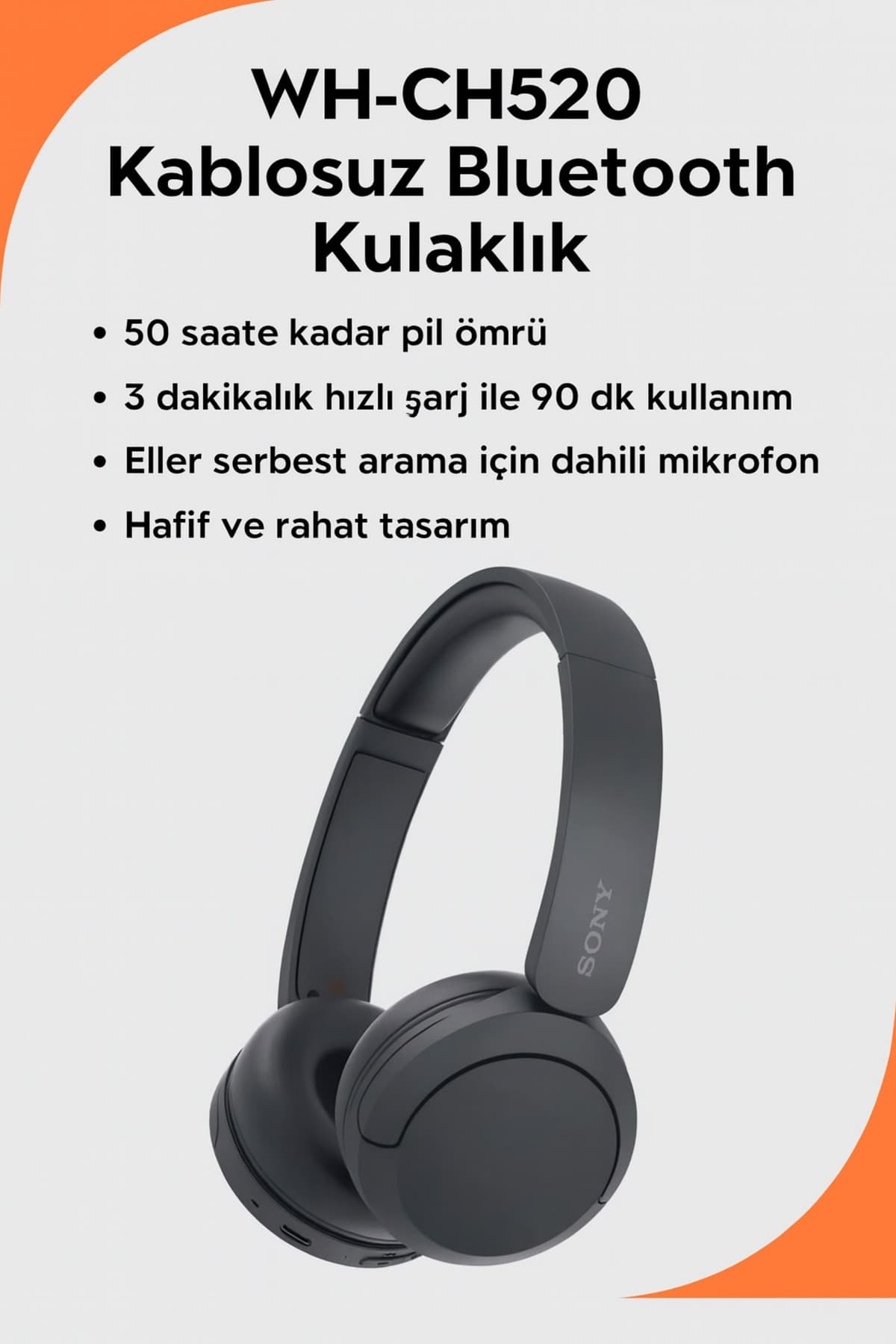 هدفون بیسیم Sony با باتری ۵۰ ساعته مشکی مدل WH-CH520 هدفون بیسیم Sony با باتری ۵۰ ساعته مشکی مدل WH-CH520