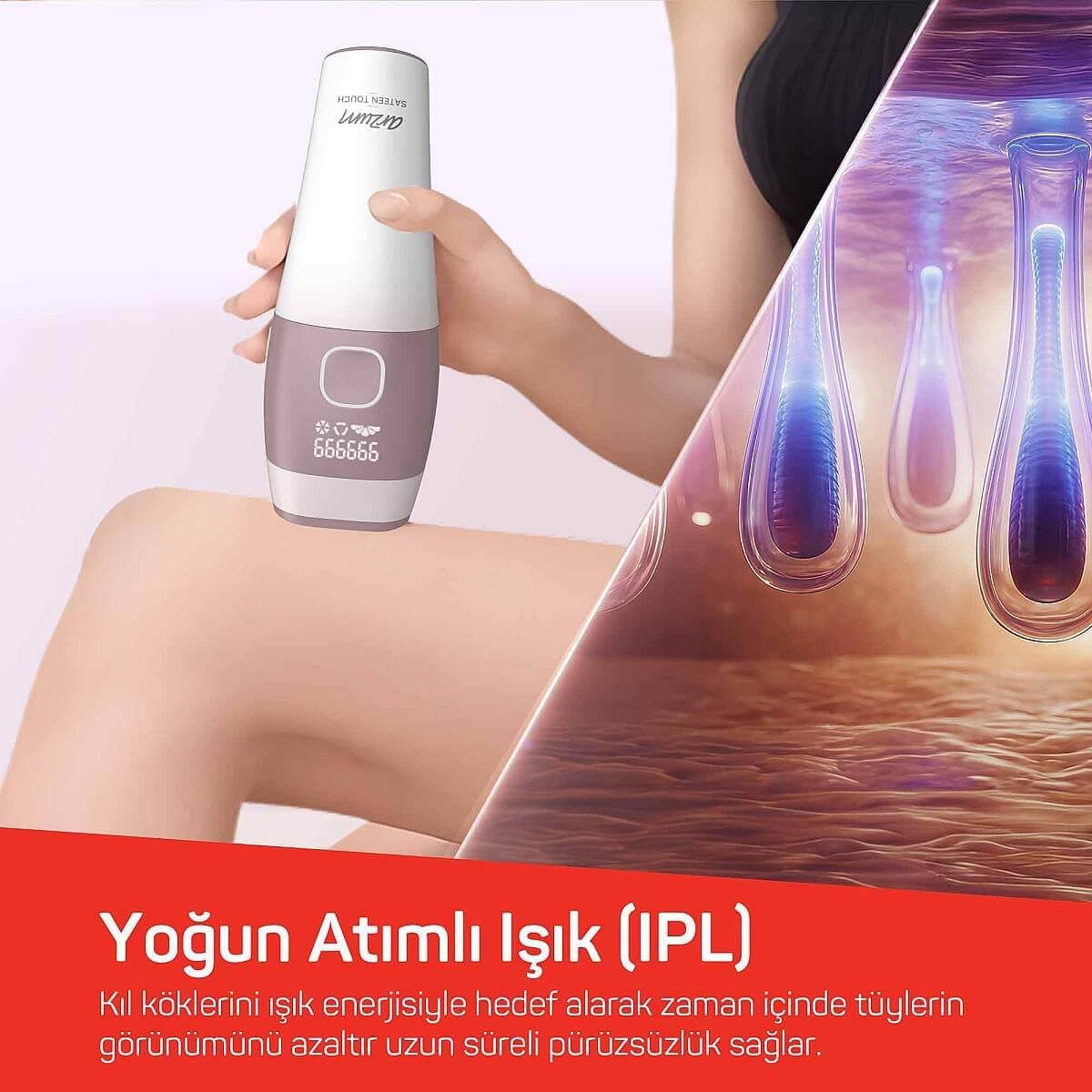 دستگاه IPL رفع موهای زائد خانگی Arzum 999.999 شات، خنککننده، 5 سطح، خودکار مدل AR5176 SateenTouch دستگاه IPL رفع موهای زائد خانگی Arzum 999.999 شات، خنککننده، 5 سطح، خودکار مدل AR5176 SateenTouch