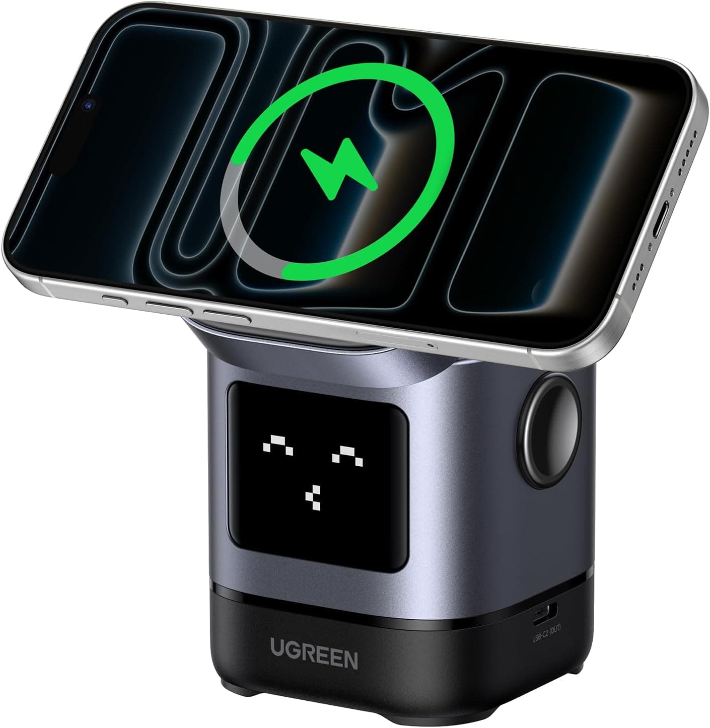 شارژر وایرلس UGREEN مدل Uno مگسیف Qi2 پایه تاشو 2 در 1 15W شارژر وایرلس UGREEN مدل Uno مگسیف Qi2 پایه تاشو 2 در 1 15W