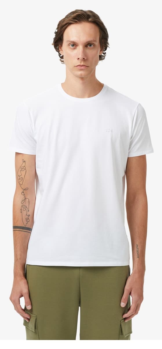 تیشرت مردانه Lacoste فیت اسلیم یقه گرد سفید تیشرت مردانه Lacoste فیت اسلیم یقه گرد سفید