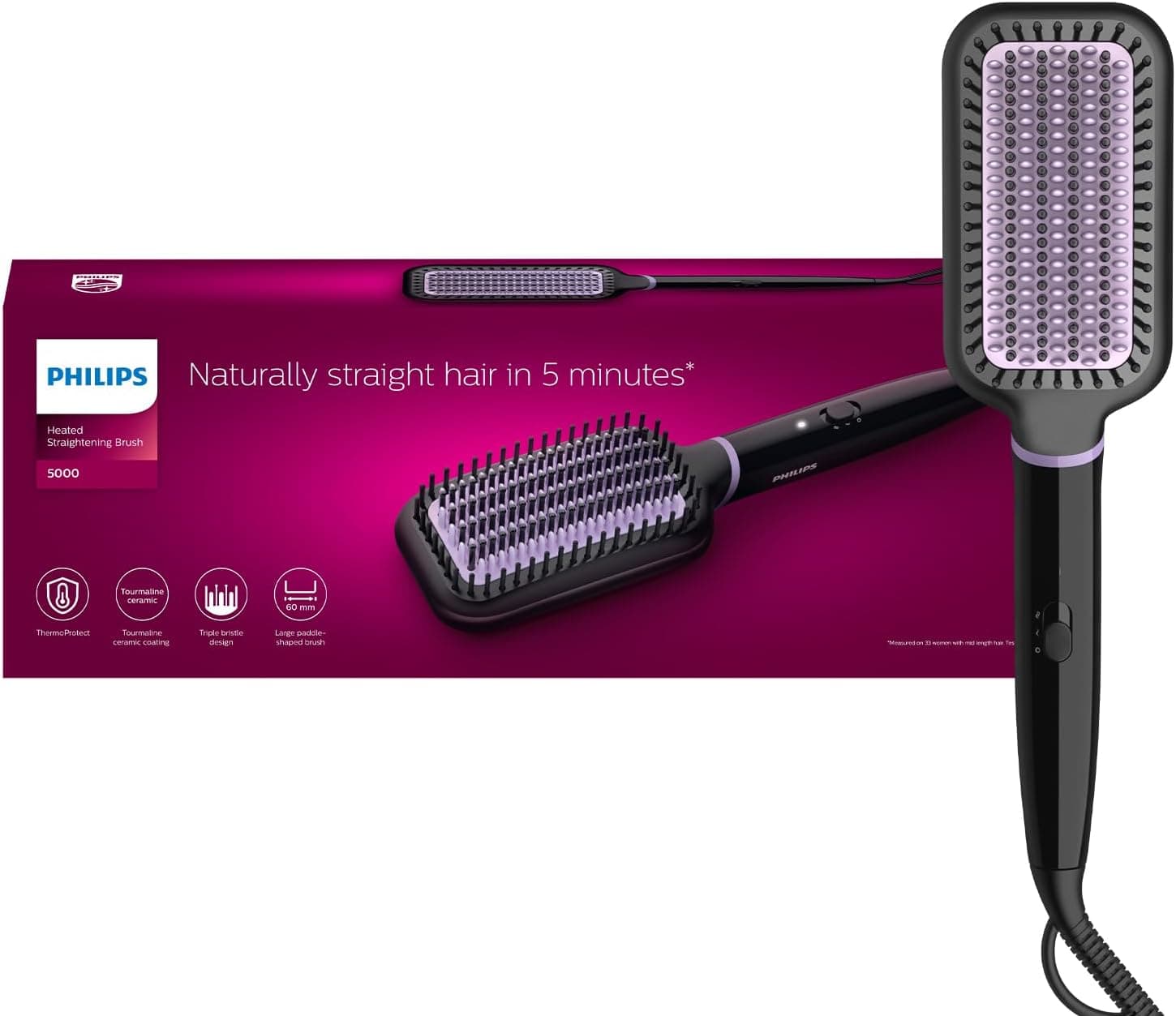 برس صاف کننده حرارتی Philips پوشش سرامیک با روغن آرگان مدل BHH885/03 برس صاف کننده حرارتی Philips پوشش سرامیک با روغن آرگان مدل BHH885/03