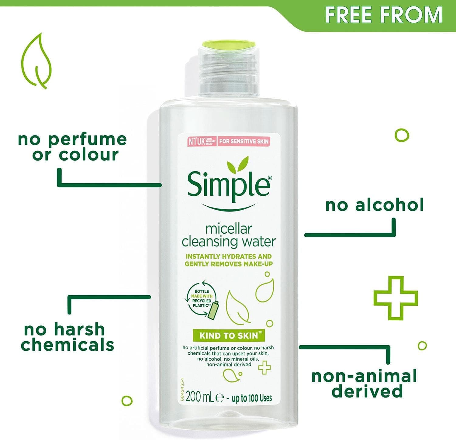 آب میسلار پاککننده آرایش Simple مدل 200ml آب میسلار پاککننده آرایش Simple مدل 200ml