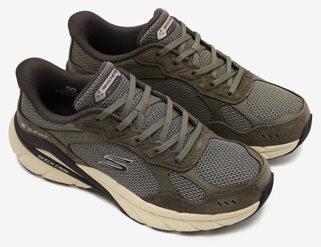 کفش ورزشی مردانه Skechers خاکی SKECH CAGE مدل 233275 OLV کفش ورزشی مردانه Skechers خاکی SKECH CAGE مدل 233275 OLV