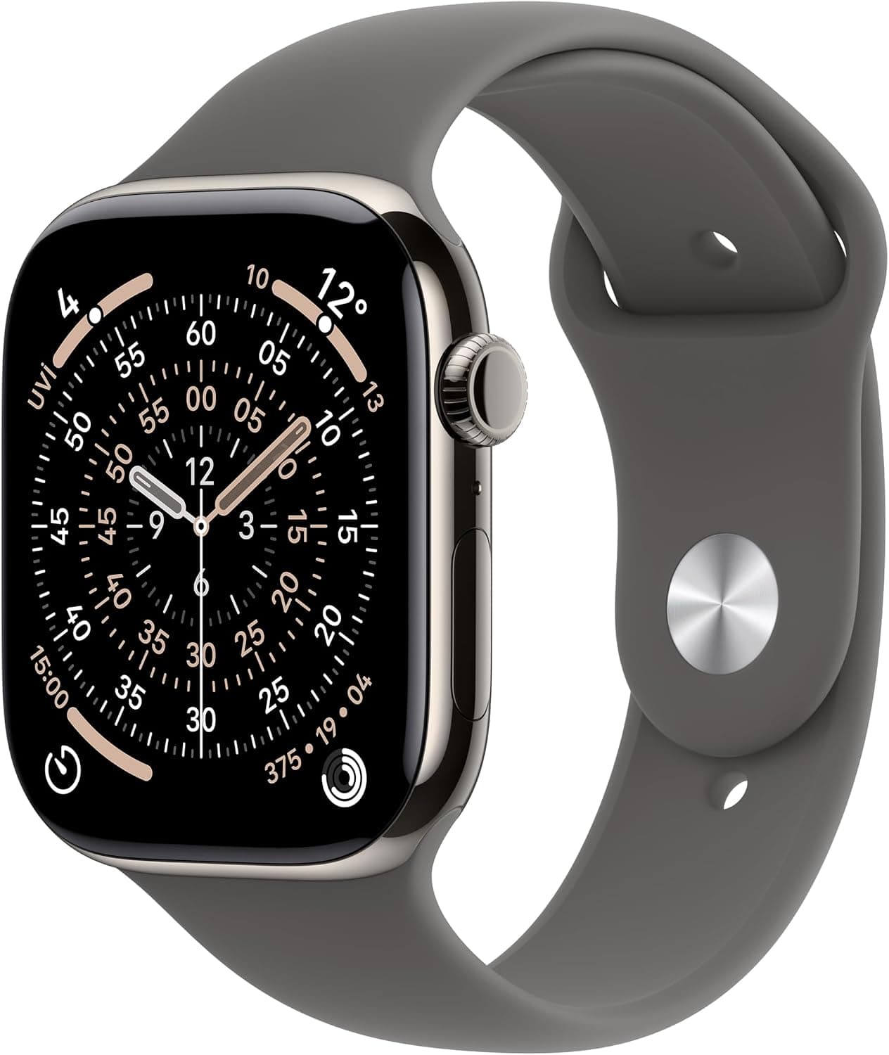 ساعت هوشمند Apple Watch Series 11 GPS + Cellular با قاب تیتانیومی اردوازی 42 mm و بند ورزشی مشکی S/M ساعت هوشمند Apple Watch Series 11 GPS + Cellular با قاب تیتانیومی اردوازی 42 mm و بند ورزشی مشکی S/M
