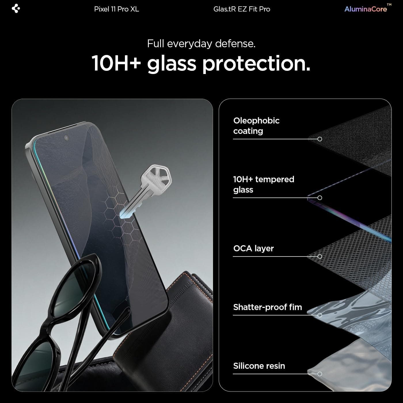 محافظ صفحه نمایش Spigen GLAStR EZ Fit Pro برای Pixel 11 Pro XL با سختی 10H+ 2 Pack محافظ صفحه نمایش Spigen GLAStR EZ Fit Pro برای Pixel 11 Pro XL با سختی 10H+ 2 Pack