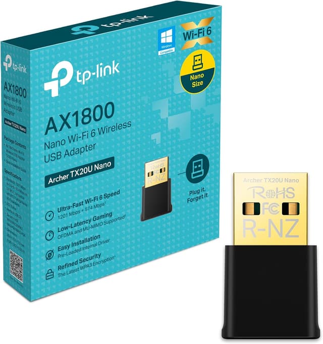 آداپتور USB نانو وایفای 6 دو بانده TP-Link AX1800 Mbps با MU-MIMO و WPA3 مدل Archer TX20U Nano آداپتور USB نانو وایفای 6 دو بانده TP-Link AX1800 Mbps با MU-MIMO و WPA3 مدل Archer TX20U Nano