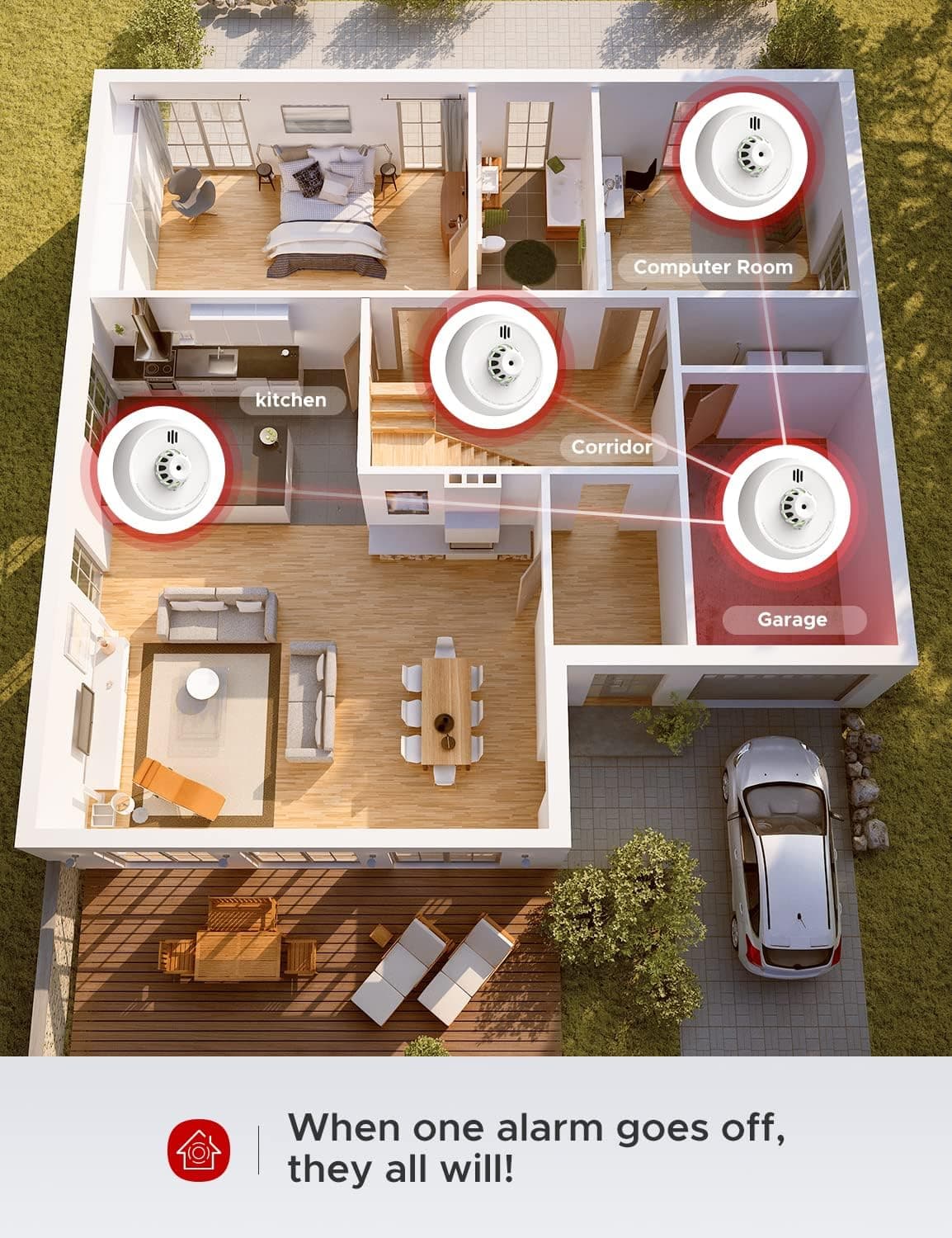 هشداردهنده حرارت Wi-Fi X-Sense با باتری مهرومومشده ۷ ساله مدل XH02-M، 1-Pack هشداردهنده حرارت Wi-Fi X-Sense با باتری مهرومومشده ۷ ساله مدل XH02-M، 1-Pack