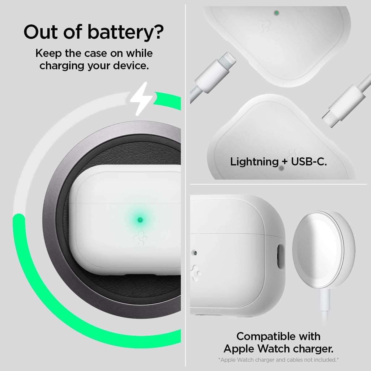 قاب ایرپاد Spigen Silicone Fit سازگار با AirPods Pro 2/1 بند سفید مدل ACS05811 قاب ایرپاد Spigen Silicone Fit سازگار با AirPods Pro 2/1 بند سفید مدل ACS05811