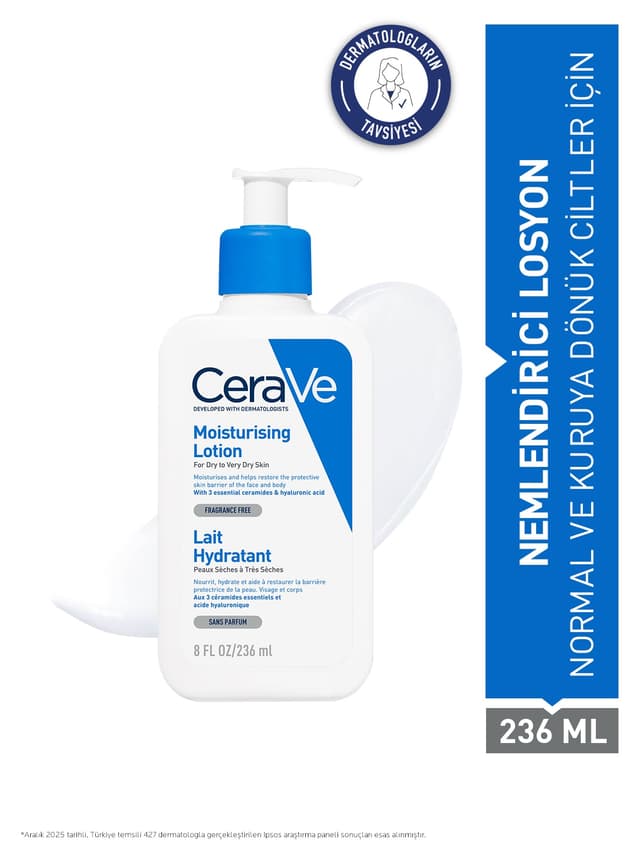 لوسیون مرطوبکننده صورت و بدن مناسب پوستهای نرمال و خشک CeraVe حاوی هیالورونیک اسید و سرامید 236 ml لوسیون مرطوبکننده صورت و بدن مناسب پوستهای نرمال و خشک CeraVe حاوی هیالورونیک اسید و سرامید 236 ml