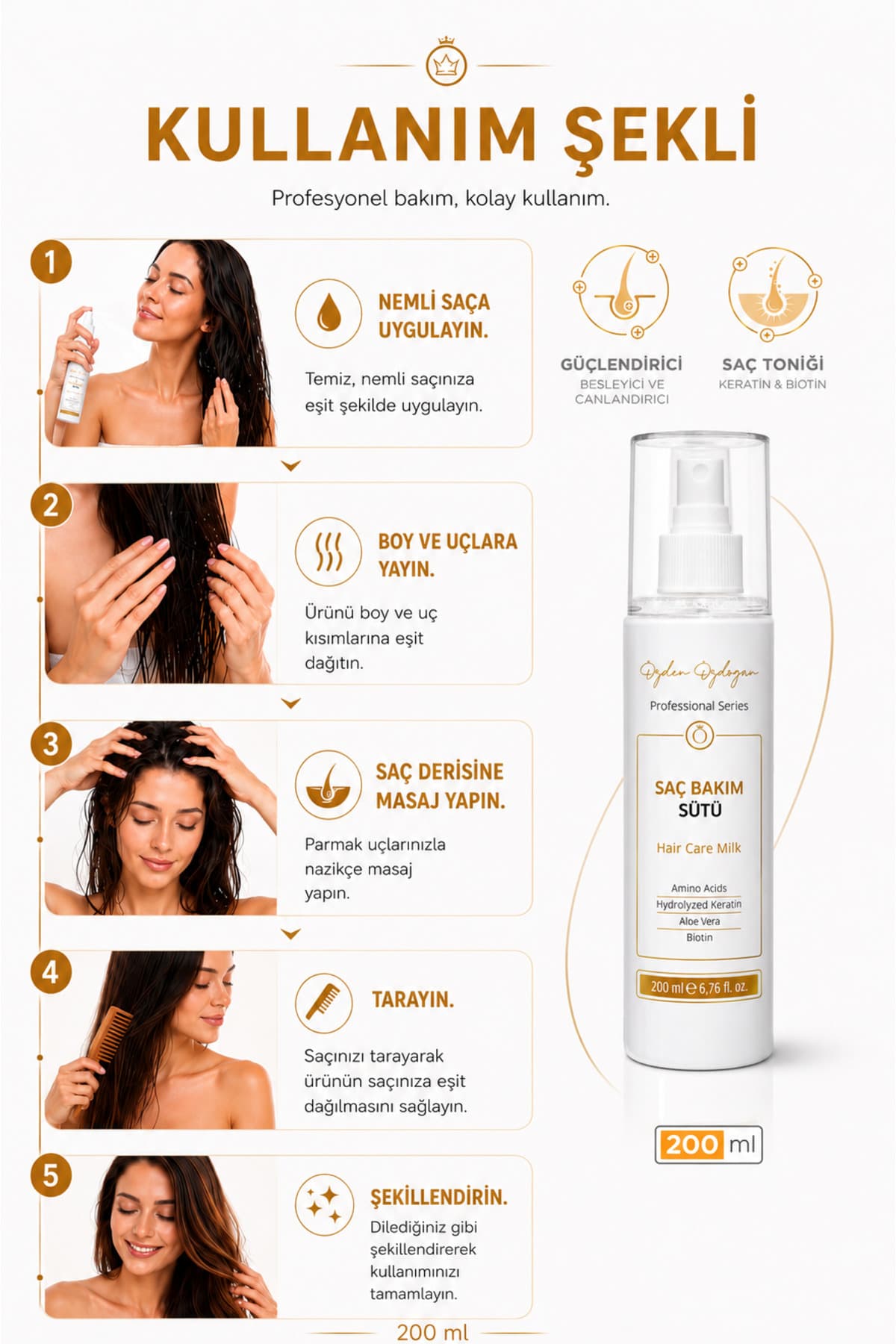 شیر موی تقویتکننده، مغذی و ترمیمکننده ÖZDEN ÖZDOĞAN با Keratin & Biotin 200 ml شیر موی تقویتکننده، مغذی و ترمیمکننده ÖZDEN ÖZDOĞAN با Keratin & Biotin 200 ml
