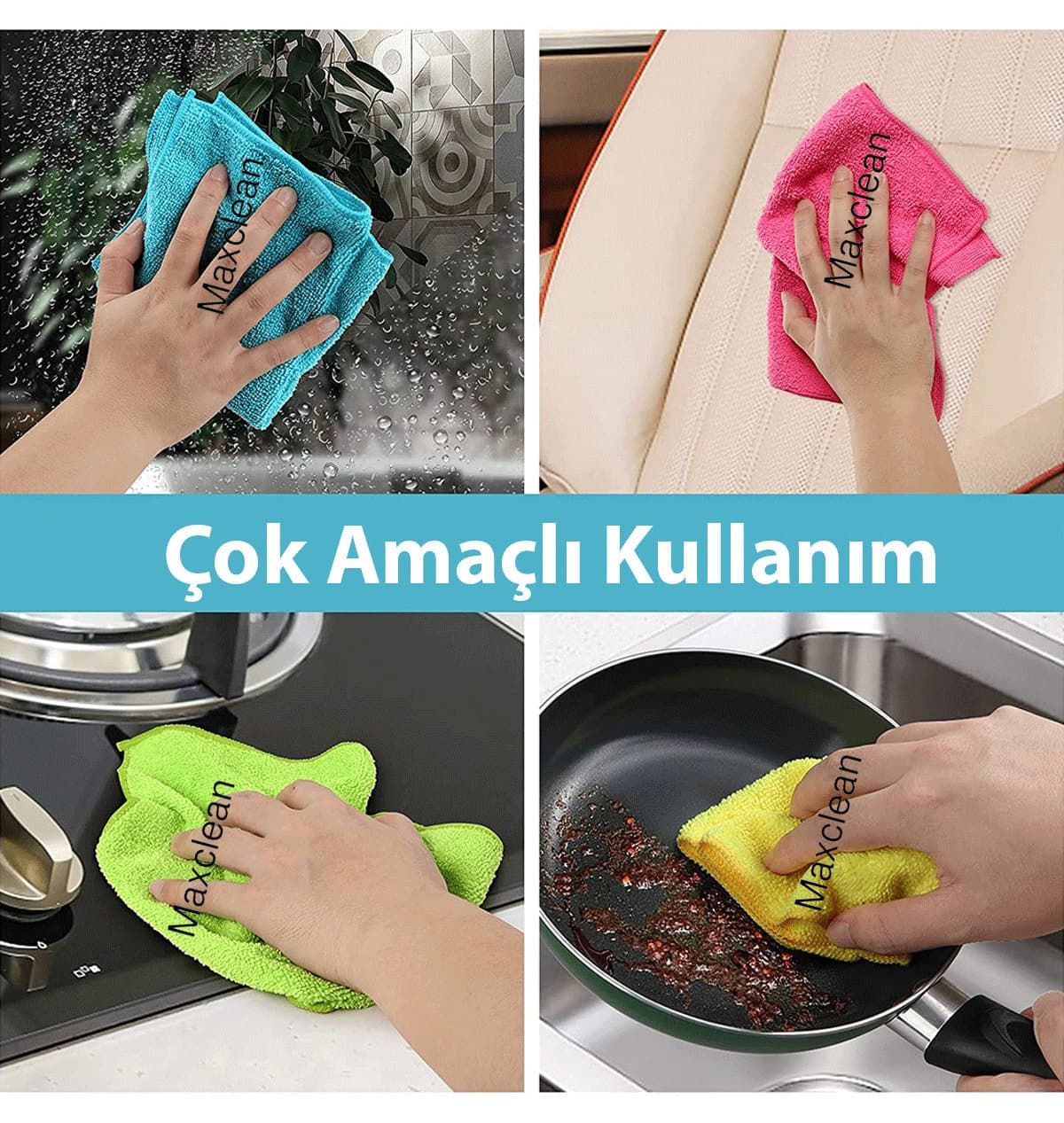 دستمال میکروفایبر MaxClean 20 عددی 40x40 برای آشپزخانه، کف و حمام دستمال میکروفایبر MaxClean 20 عددی 40x40 برای آشپزخانه، کف و حمام