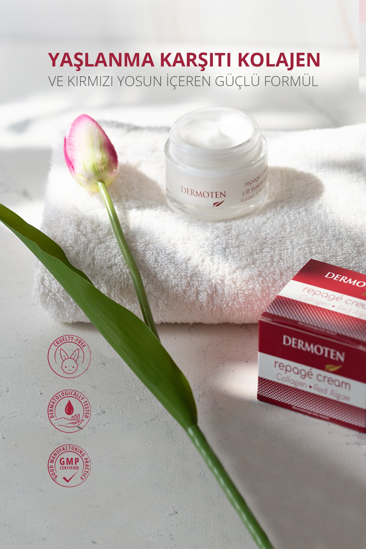 کرم مراقبت از پوست Dermoten Repage ضدپیری حاوی کلاژن و جلبک قرمز 50 ml کرم مراقبت از پوست Dermoten Repage ضدپیری حاوی کلاژن و جلبک قرمز 50 ml