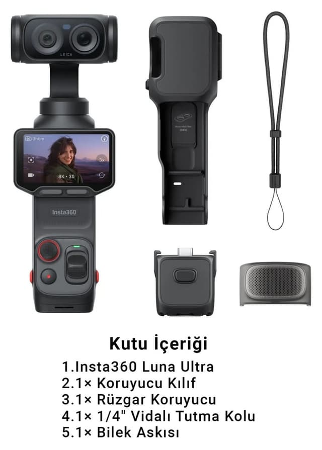 دوربین اکشن گیمبال دو لنزه Insta360 مدل Luna Ultra بسته استاندارد 8K مشکی کیهانی دوربین اکشن گیمبال دو لنزه Insta360 مدل Luna Ultra بسته استاندارد 8K مشکی کیهانی