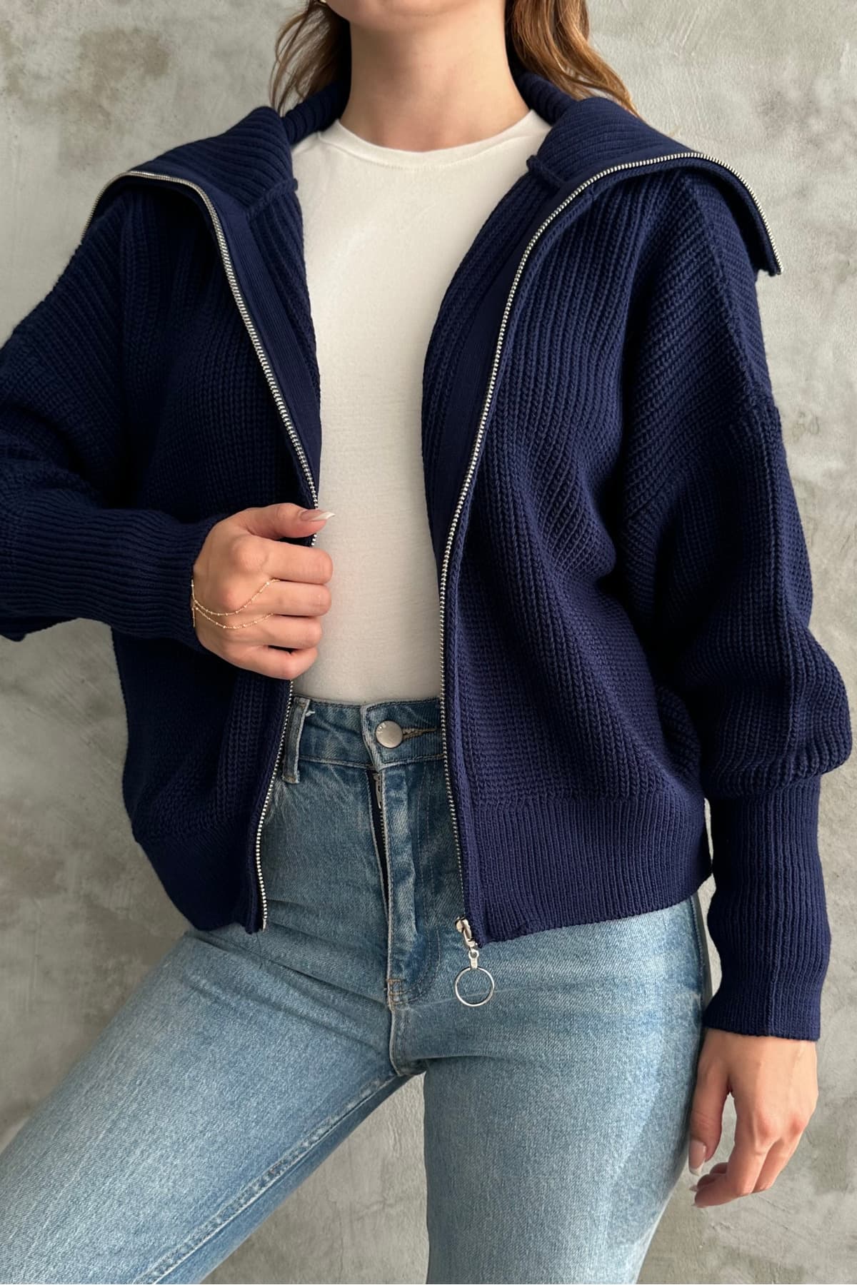 هیرکا بافت مردانه macharel jeans سرمهای یقه برگردان زیپدار هیرکا بافت مردانه macharel jeans سرمهای یقه برگردان زیپدار