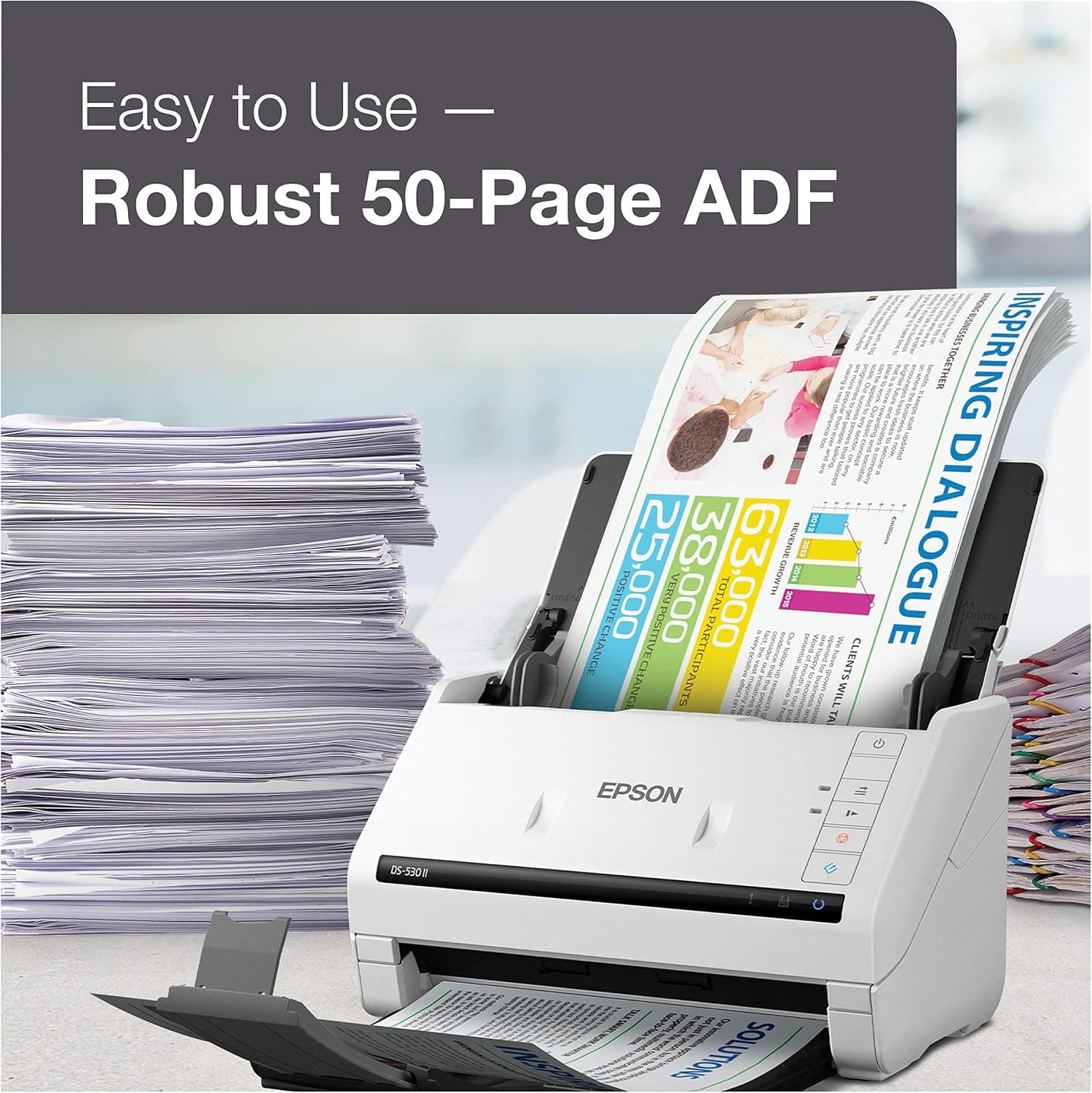 اسکنر اسنادی رنگی دورو Epson مدل DS-530 II با تغذیهکننده خودکار برگه ADF اسکنر اسنادی رنگی دورو Epson مدل DS-530 II با تغذیهکننده خودکار برگه ADF