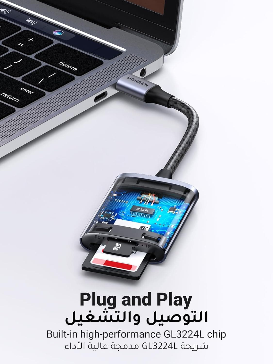 کارتخوان حافظه UGREEN دوکاره OTG Type C برای Micro SD/TF کارتخوان حافظه UGREEN دوکاره OTG Type C برای Micro SD/TF