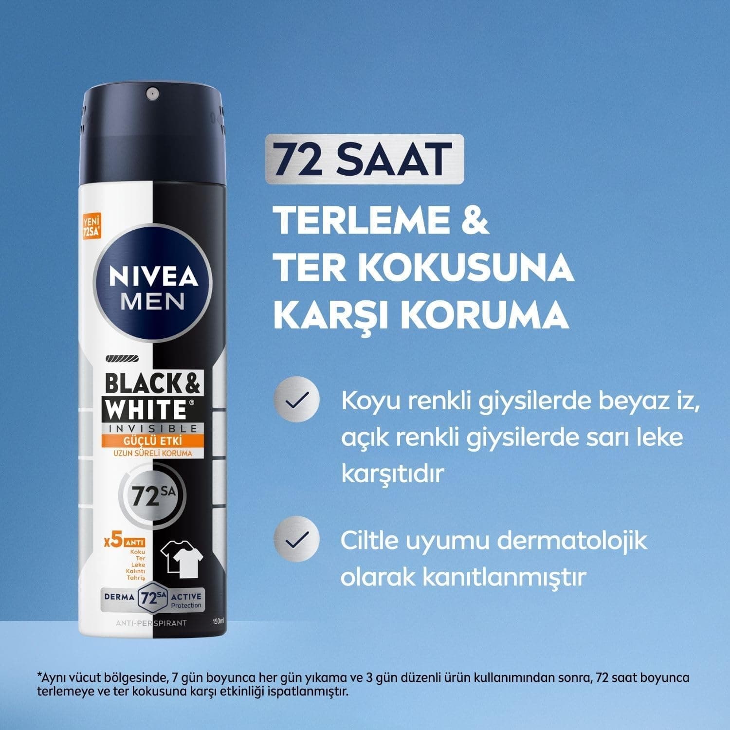 دئودورانت اسپری مردانه NIVEA MEN Black&White Invisible ضدتعریق ۷۲ ساعته ضدلک لباس 150 ml دئودورانت اسپری مردانه NIVEA MEN Black&White Invisible ضدتعریق ۷۲ ساعته ضدلک لباس 150 ml