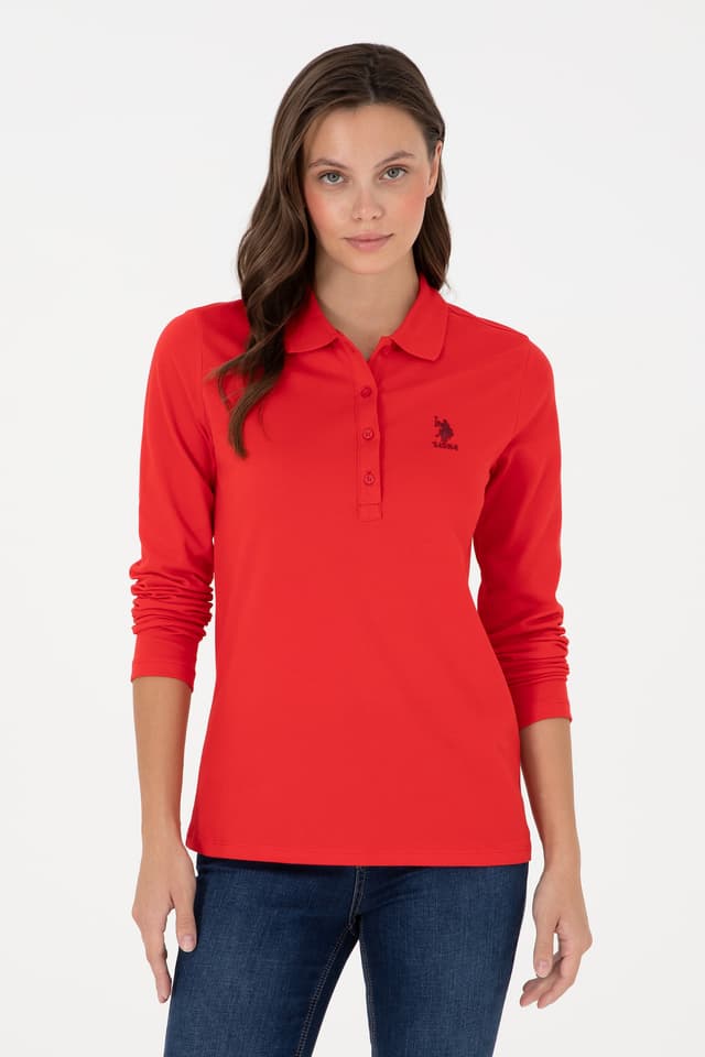 سوئیشرت زنانه U.S. Polo Assn. قرمز یقه پولو ساده مدل 50289541-VR030 سوئیشرت زنانه U.S. Polo Assn. قرمز یقه پولو ساده مدل 50289541-VR030