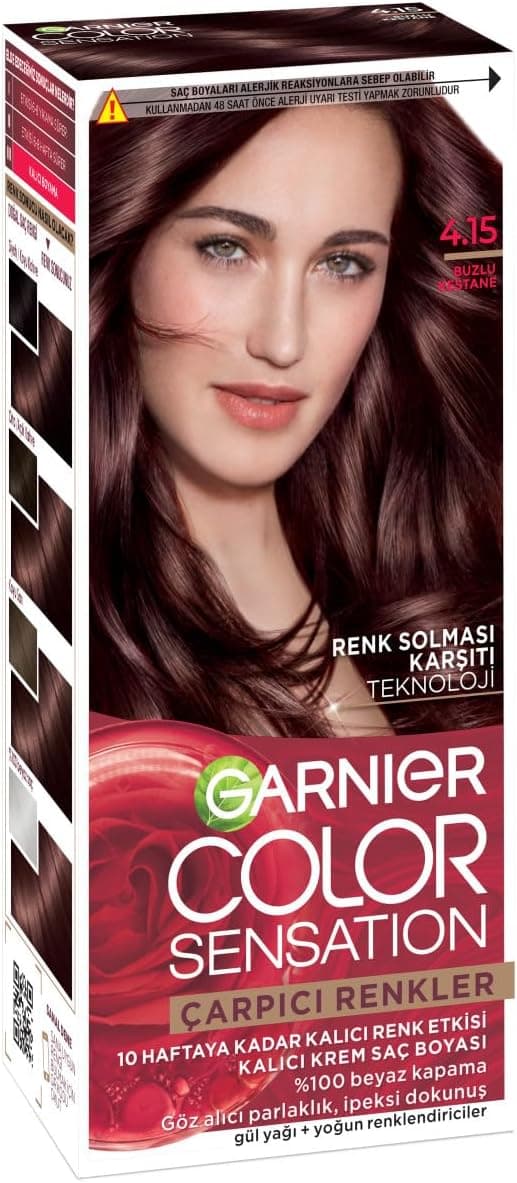 رنگ مو Garnier دائمی شاهبلوطی یخی مدل 4.15 رنگ مو Garnier دائمی شاهبلوطی یخی مدل 4.15