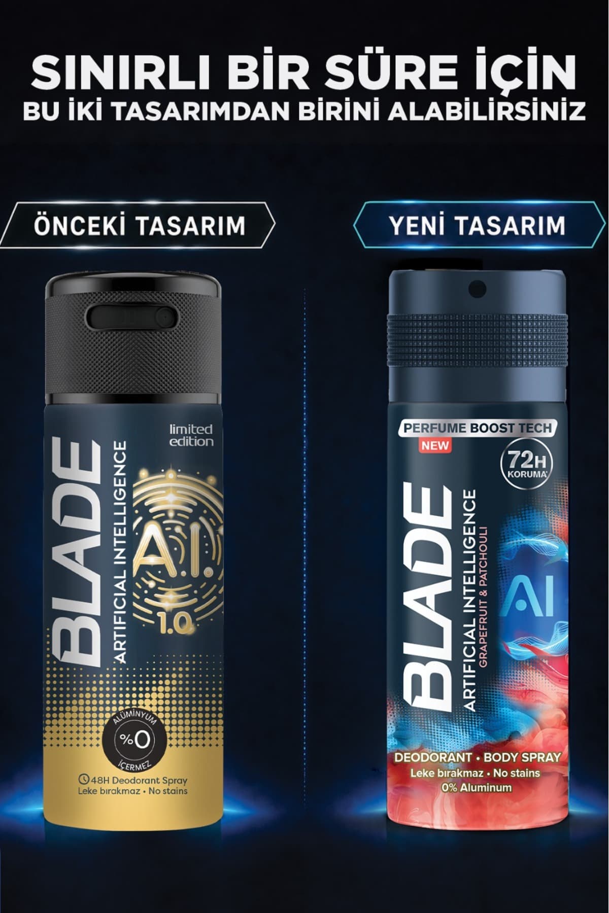 اسپری دئودورانت بدن مردانه Blade Artificial Intelligence بدون آلومینیوم 6x150 ml اسپری دئودورانت بدن مردانه Blade Artificial Intelligence بدون آلومینیوم 6x150 ml