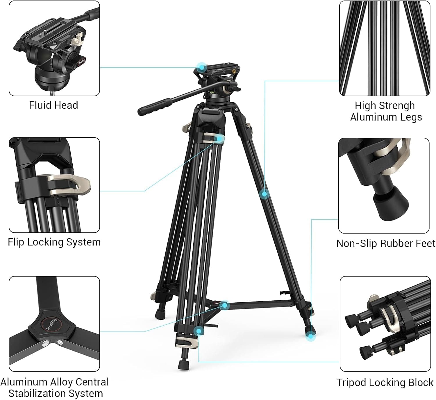 سهپایه ویدیویی SmallRig مدل AD-01 سر فلوئید ۳۶۰ درجه 73 اینچی سهپایه ویدیویی SmallRig مدل AD-01 سر فلوئید ۳۶۰ درجه 73 اینچی