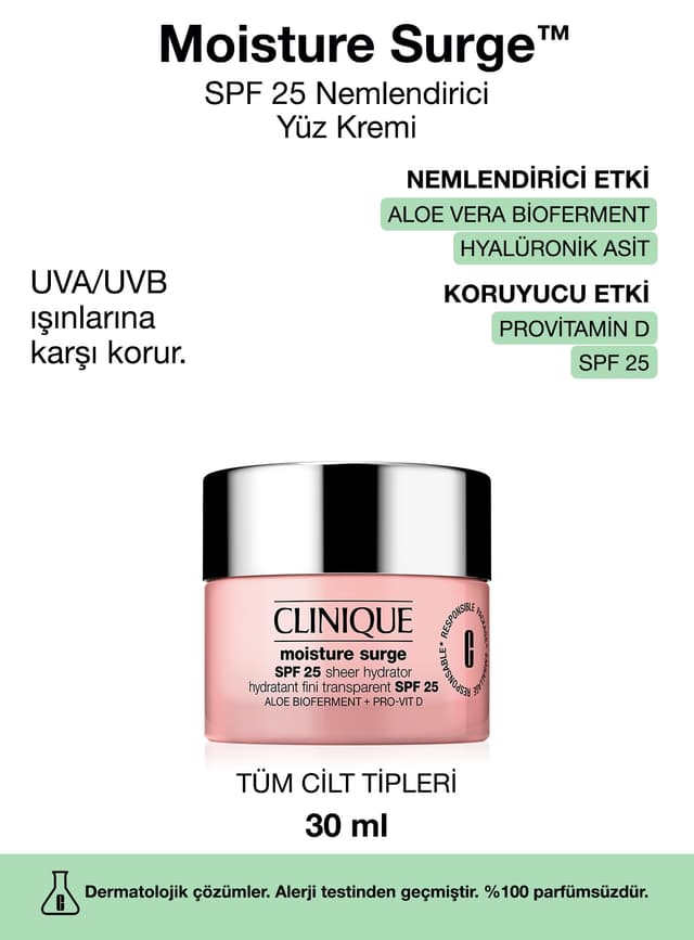 کرم مرطوبکننده صورت Clinique Moisture Surge با SPF 25 حاوی هیالورونیک اسید 30ml کرم مرطوبکننده صورت Clinique Moisture Surge با SPF 25 حاوی هیالورونیک اسید 30ml