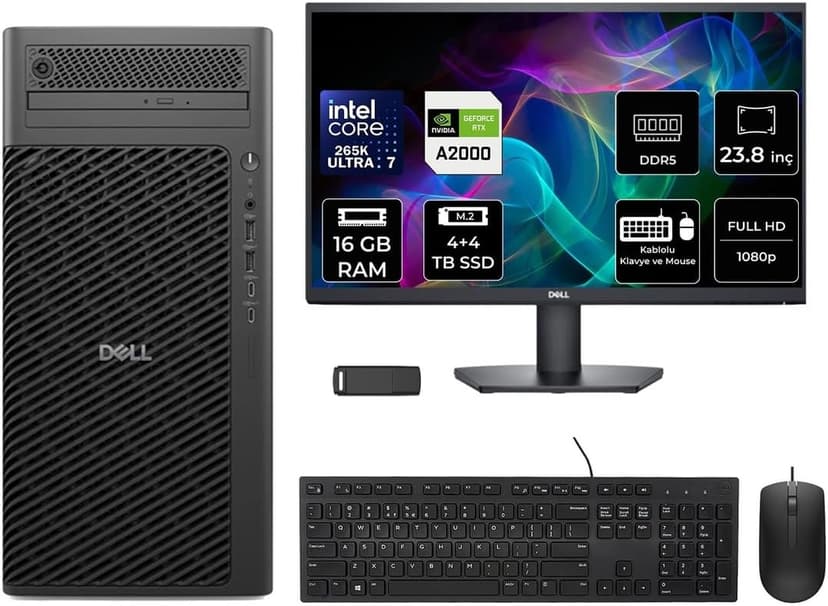 ایستگاه کاری دسکتاپ Dell Core Ultra 7 265K RTX 2000 Ada مدل FCT22507P593 ایستگاه کاری دسکتاپ Dell Core Ultra 7 265K RTX 2000 Ada مدل FCT22507P593