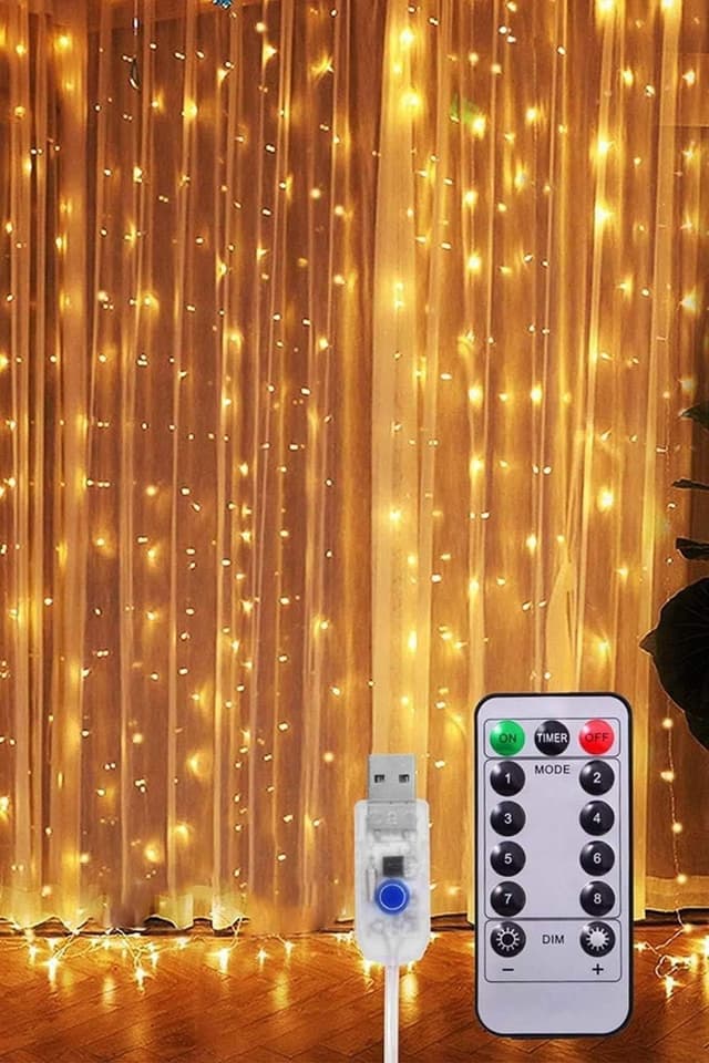 پرده چراغ LED Mobee نور روز 3MX3M با 300 عدد، 8 حالته، Usb و 10 آویز پرده چراغ LED Mobee نور روز 3MX3M با 300 عدد، 8 حالته، Usb و 10 آویز