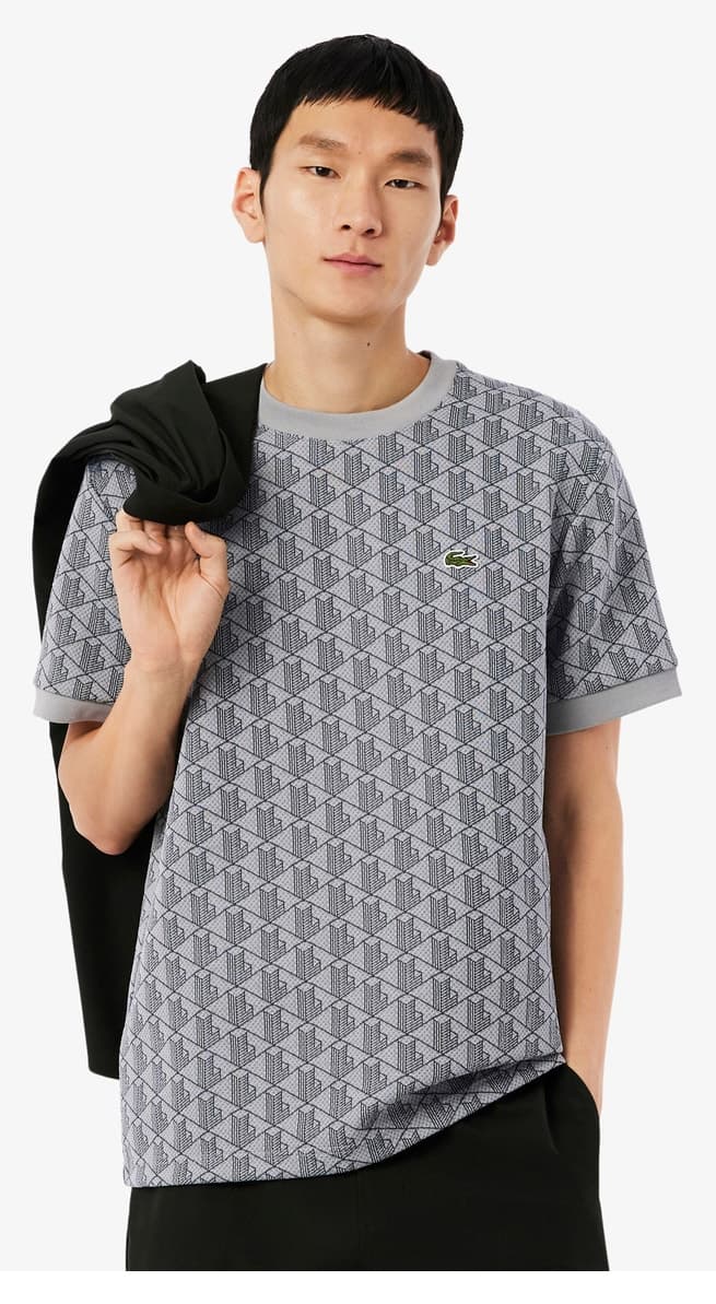 تیشرت مردانه Lacoste فیت کلاسیک یقه گرد مونوگرام خاکستری تیشرت مردانه Lacoste فیت کلاسیک یقه گرد مونوگرام خاکستری