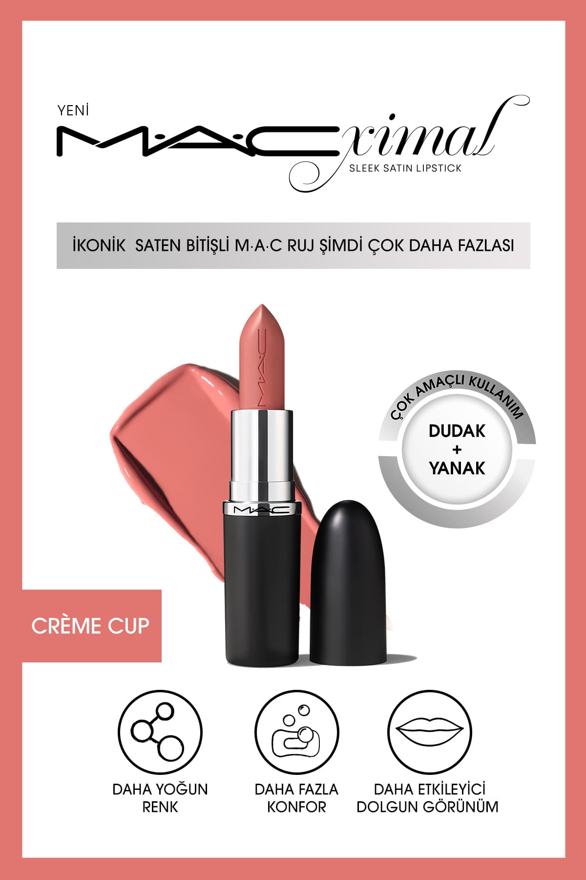 رژ لب Mac سری MACximal Sleek Satin با پایان ساتن مدل Paramount 3.5g رژ لب Mac سری MACximal Sleek Satin با پایان ساتن مدل Paramount 3.5g