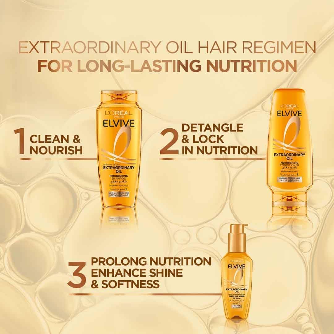 ست شامپو و نرمکننده مو L'Oreal Paris Elvive روغن استثنایی برای موهای معمولی تا خشک 400ml + 360ml ست شامپو و نرمکننده مو L'Oreal Paris Elvive روغن استثنایی برای موهای معمولی تا خشک 400ml + 360ml