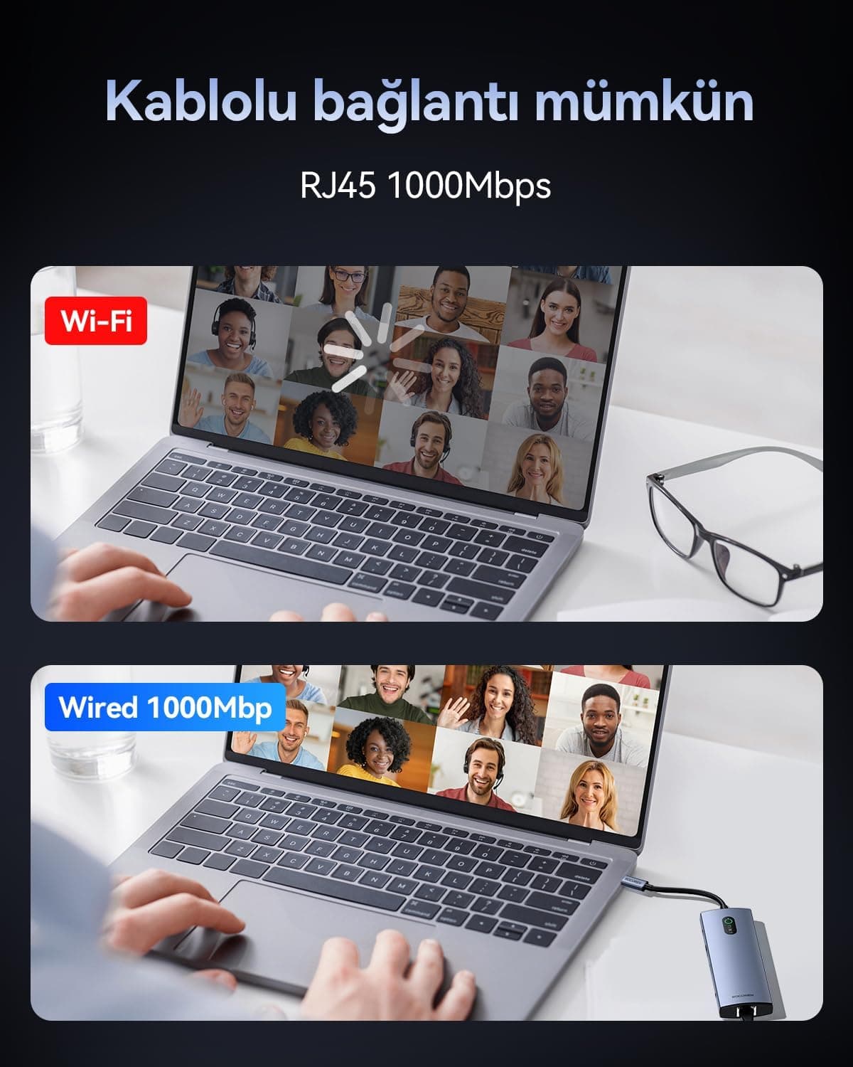 هاب USB یازدهپورته Rocoren با HDMI 4K 30Hz، Gigabit Ethernet، کارتخوان SD و TF و جک 3.5mm هاب USB یازدهپورته Rocoren با HDMI 4K 30Hz، Gigabit Ethernet، کارتخوان SD و TF و جک 3.5mm
