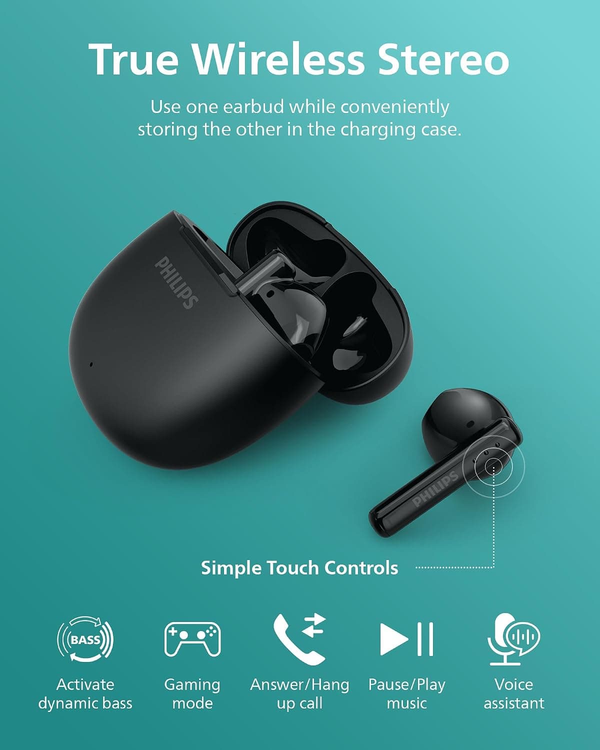 ایربادز بیسیم واقعی PHILIPS مشکی با درایور 13 mm و شارژدهی 26 ساعته مدل TAT1139 ایربادز بیسیم واقعی PHILIPS مشکی با درایور 13 mm و شارژدهی 26 ساعته مدل TAT1139