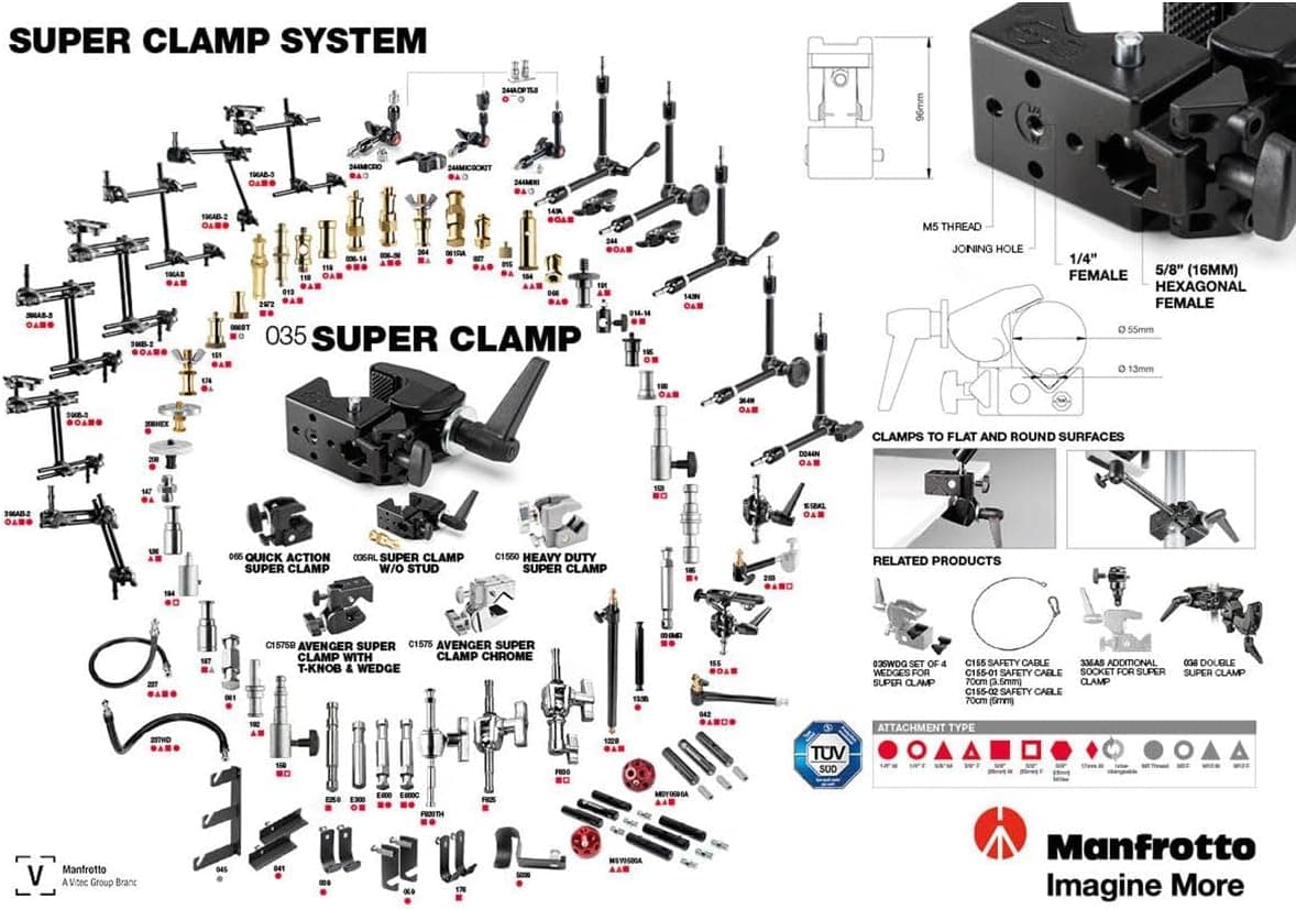 گیره نگهدارنده یونیورسال Manfrotto آلومینیومی مشکی مدل 035 Superclamp گیره نگهدارنده یونیورسال Manfrotto آلومینیومی مشکی مدل 035 Superclamp