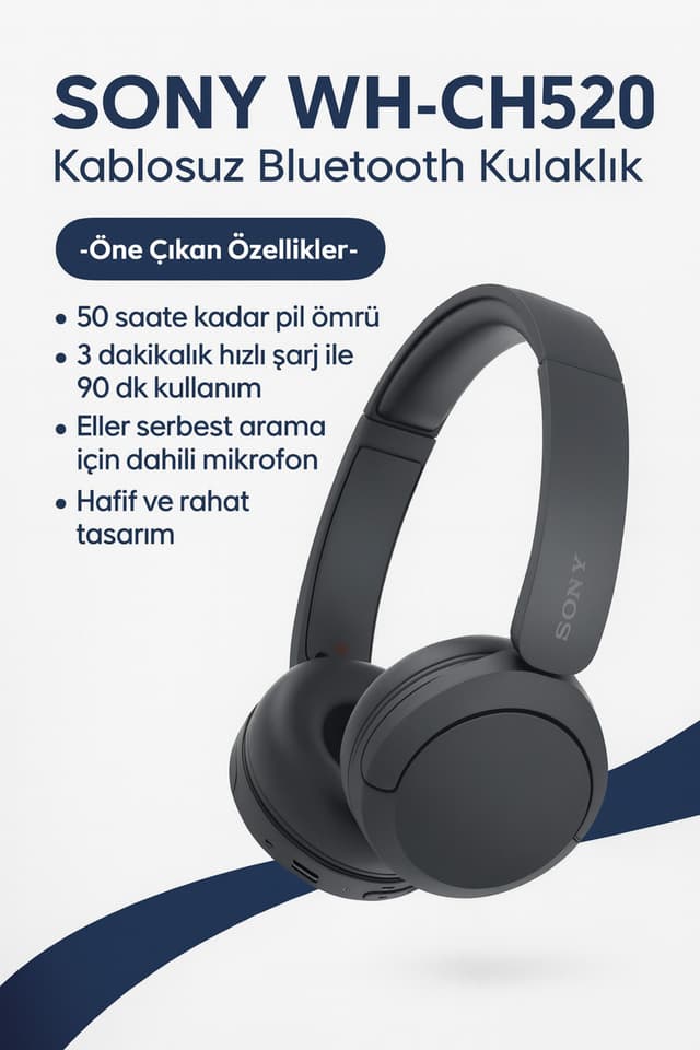 هدفون بیسیم Sony با باتری ۵۰ ساعته مشکی مدل WH-CH520 هدفون بیسیم Sony با باتری ۵۰ ساعته مشکی مدل WH-CH520
