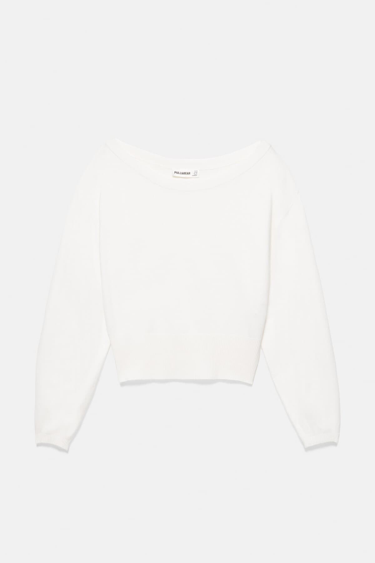 پلیور زنانه Pull & Bear راهراه یقه پهن پلیور زنانه Pull & Bear راهراه یقه پهن