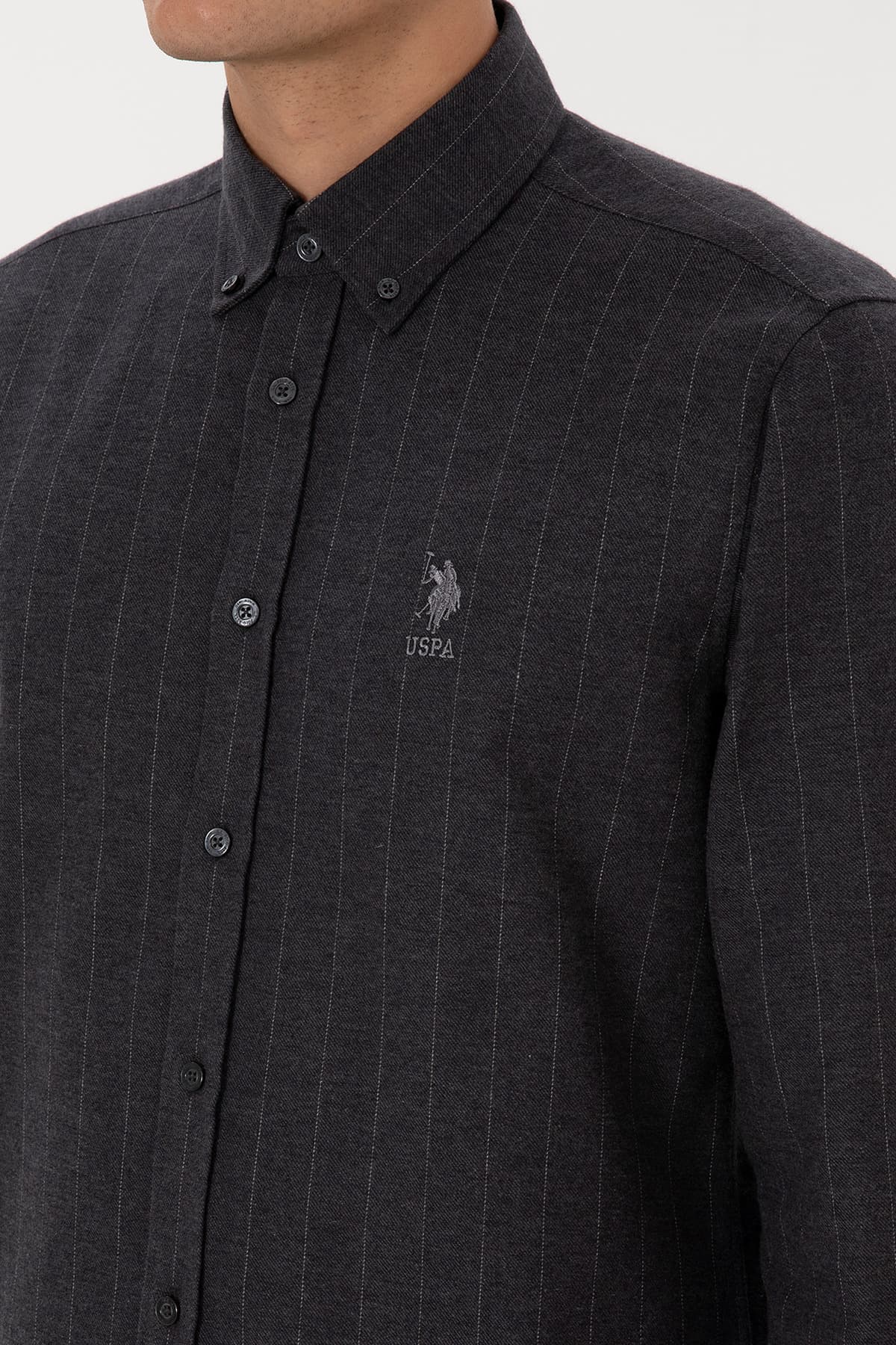 پیراهن مردانه آستینبلند U.S. Polo Assn. زغالی مدل 50316559-VR006 پیراهن مردانه آستینبلند U.S. Polo Assn. زغالی مدل 50316559-VR006