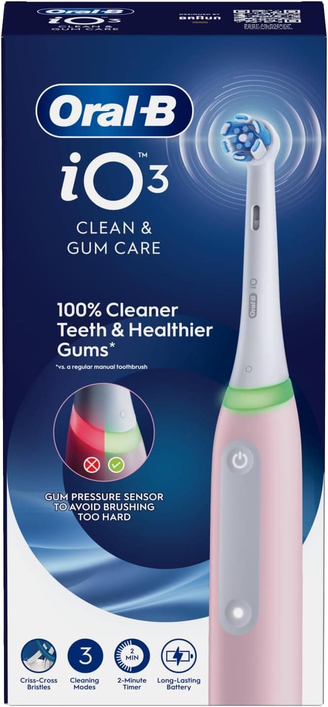مسواک برقی Oral-B iO3 بزرگسالان با ۳ حالت و سفیدکنندگی دندان صورتی مسواک برقی Oral-B iO3 بزرگسالان با ۳ حالت و سفیدکنندگی دندان صورتی