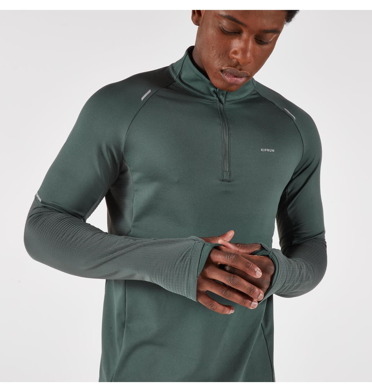 تیشرت دویدن مردانه Decathlon Kiprun آستین بلند خاکی مدل Run 500 Warm تیشرت دویدن مردانه Decathlon Kiprun آستین بلند خاکی مدل Run 500 Warm