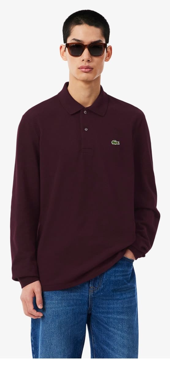 پولو مردانه Lacoste آستین بلند فیت کلاسیک زرشکی مدل L.12.12 پولو مردانه Lacoste آستین بلند فیت کلاسیک زرشکی مدل L.12.12