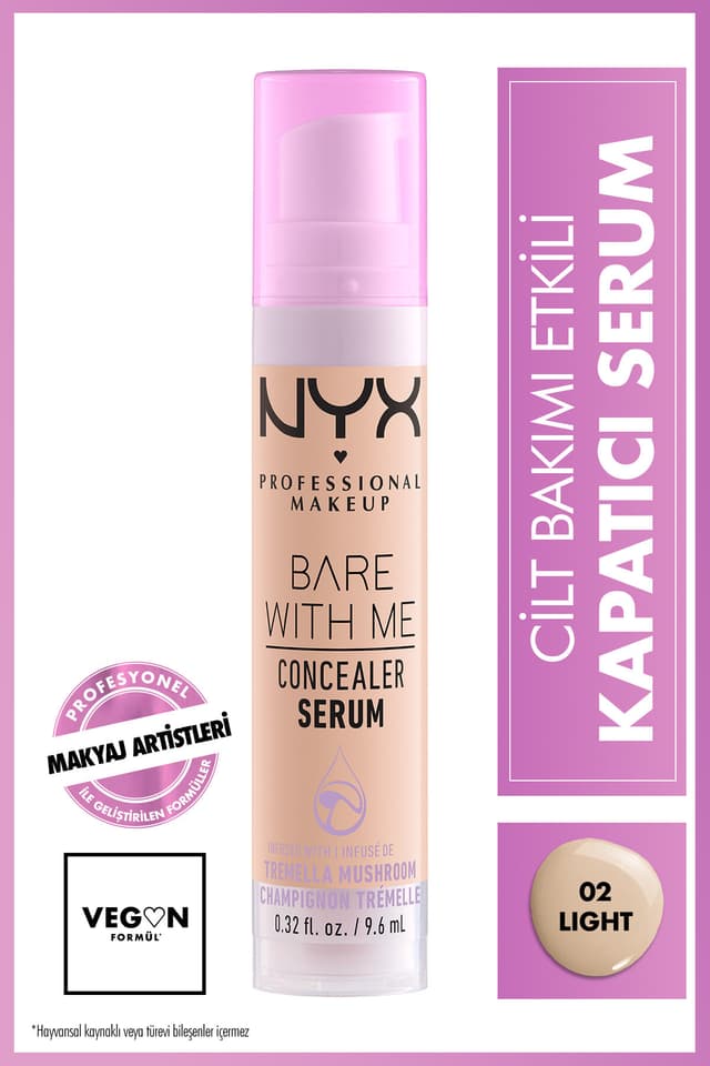 کانسیلر سرمی NYX Professional Makeup Bare With Me رنگ 02 Light کانسیلر سرمی NYX Professional Makeup Bare With Me رنگ 02 Light