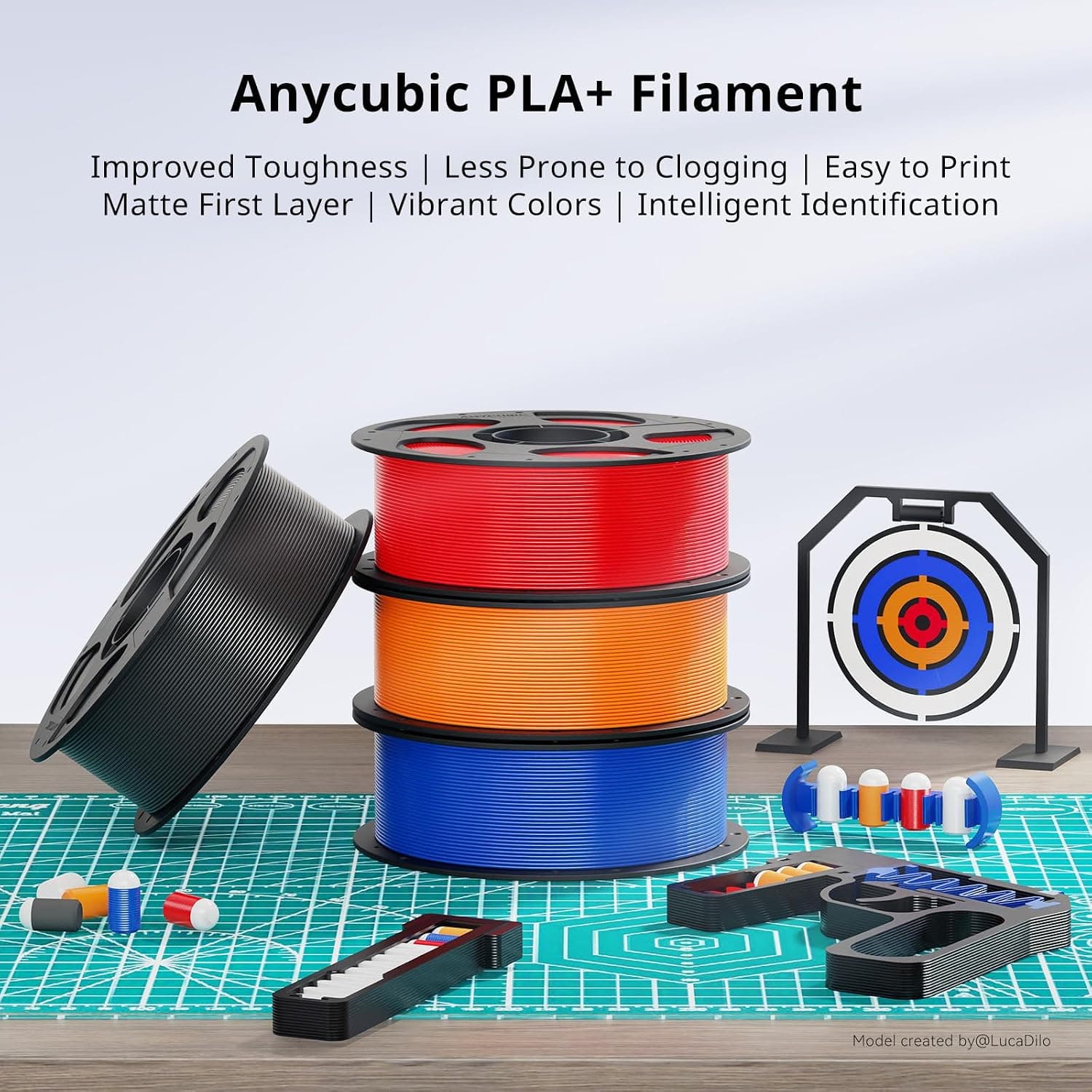 فیلامنت پرینتر سه بعدی ANYCUBIC PLA Plus (PL+) قطر 1.75mm وزن 1kg فیلامنت پرینتر سه بعدی ANYCUBIC PLA Plus (PL+) قطر 1.75mm وزن 1kg