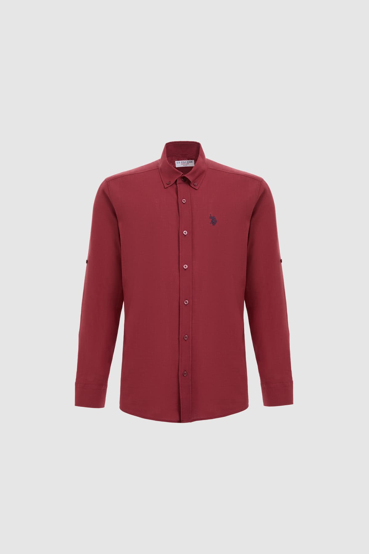 پیراهن مردانه آستینبلند U.S. Polo Assn. آلبالویی ساده مدل 50324660-VR223 پیراهن مردانه آستینبلند U.S. Polo Assn. آلبالویی ساده مدل 50324660-VR223