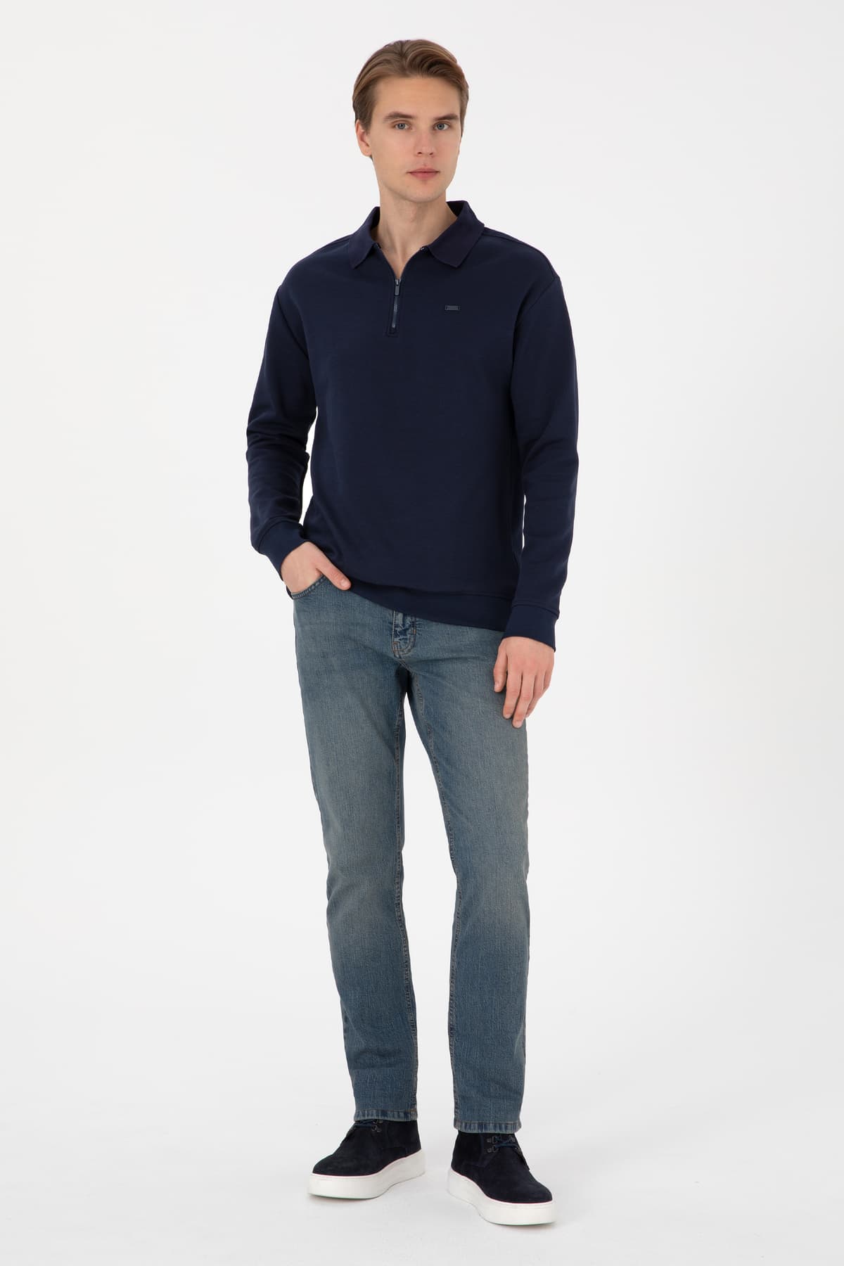 سوئیشرت مردانه U.S. Polo Assn. فیت راحت نیم زیپ سرمهای مدل 50316484-VR033 سوئیشرت مردانه U.S. Polo Assn. فیت راحت نیم زیپ سرمهای مدل 50316484-VR033