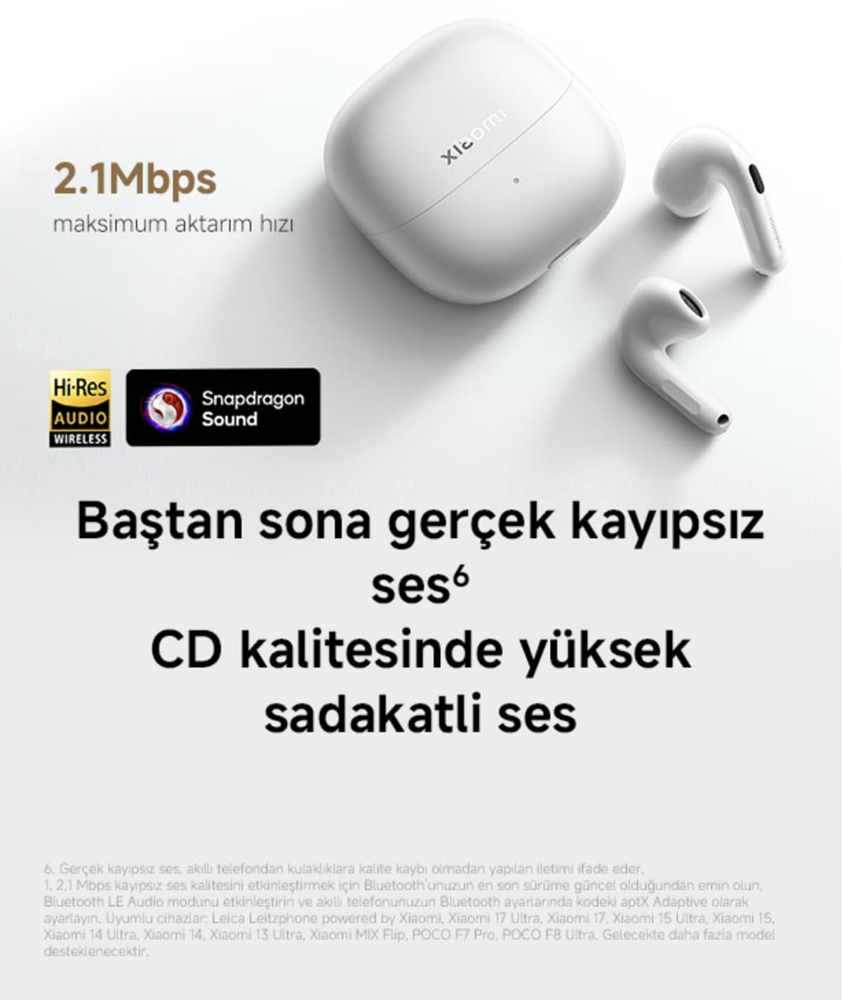 هدفون بیسیم TWS Xiaomi Buds 6 سفید ANC BT 5.4 هدفون بیسیم TWS Xiaomi Buds 6 سفید ANC BT 5.4