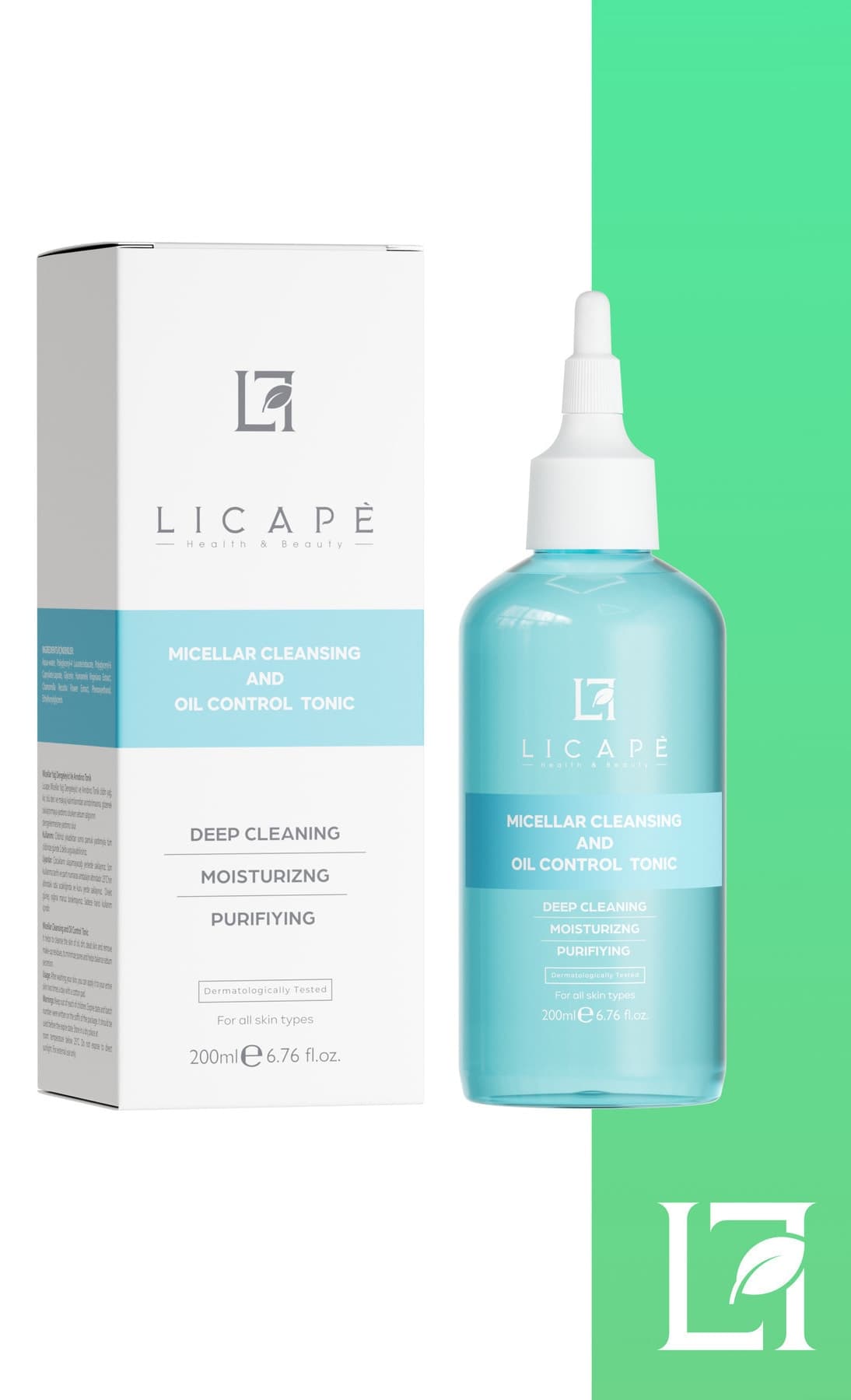 تونر Licape سفتکننده منافذ، پاککننده و تعادلبخش چربی 200ml تونر Licape سفتکننده منافذ، پاککننده و تعادلبخش چربی 200ml