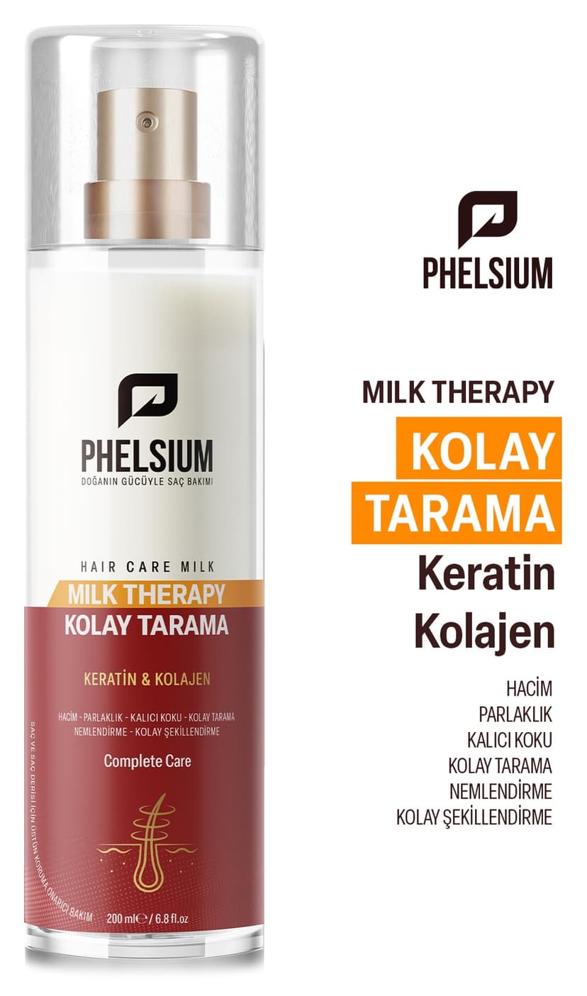 اسپری مراقبت مو PHELSİUM Milk Therapy کراتین و کلاژن آسانشانهزدن 200 ml اسپری مراقبت مو PHELSİUM Milk Therapy کراتین و کلاژن آسانشانهزدن 200 ml
